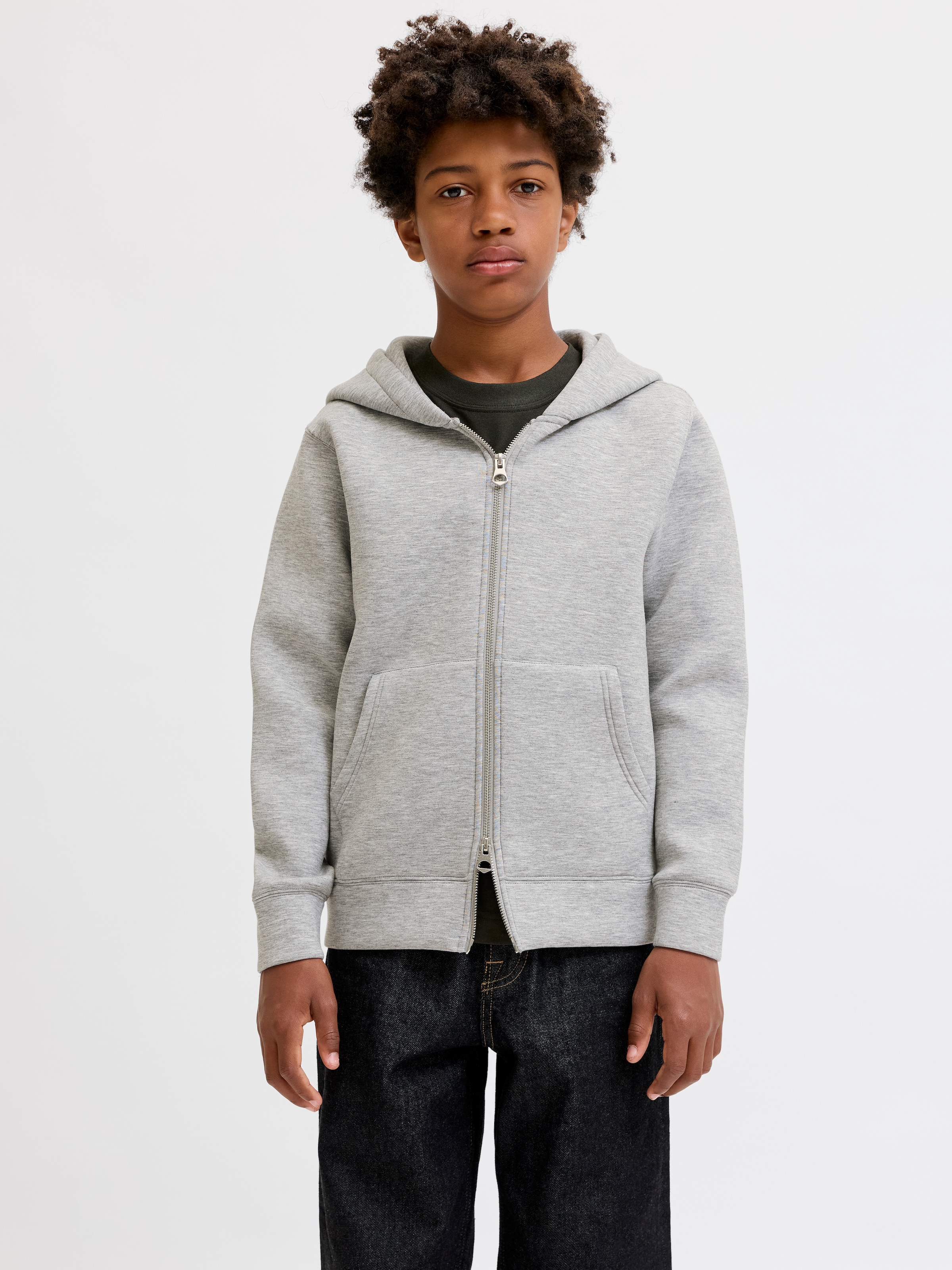 Jack & Jones Junior Kapuzensweatjacke »JCOLEGACY SWEAT SCUBA ZIP HOOD SN JNR« Materialmix, locker geschnitten