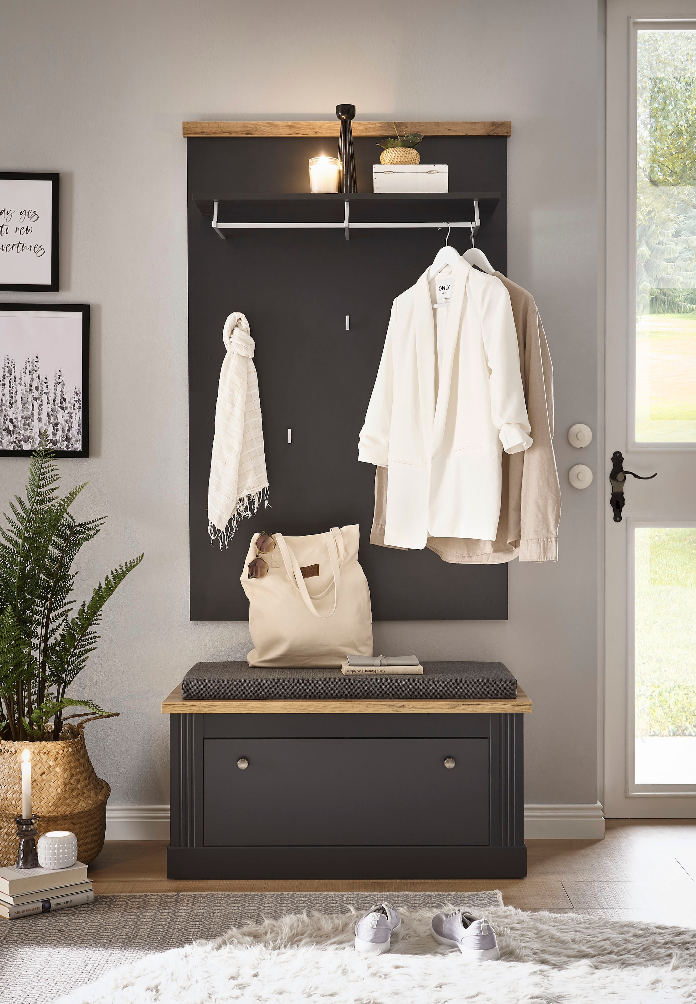 Home affaire Garderoben-Set »WESTMINSTER BESTSELLER!« Schuhbank, Wandpaneel, 2 Stk. tlg.