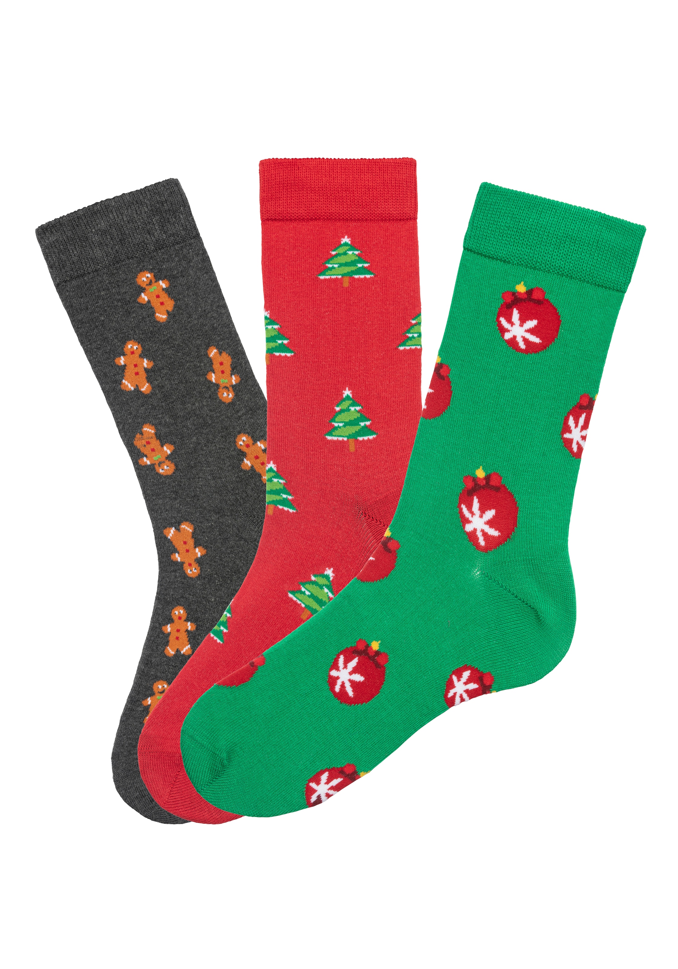 John Devin Socken Packung, 3 Paar tlg. mit unterschiedlichen  Weihnachtsmotiven