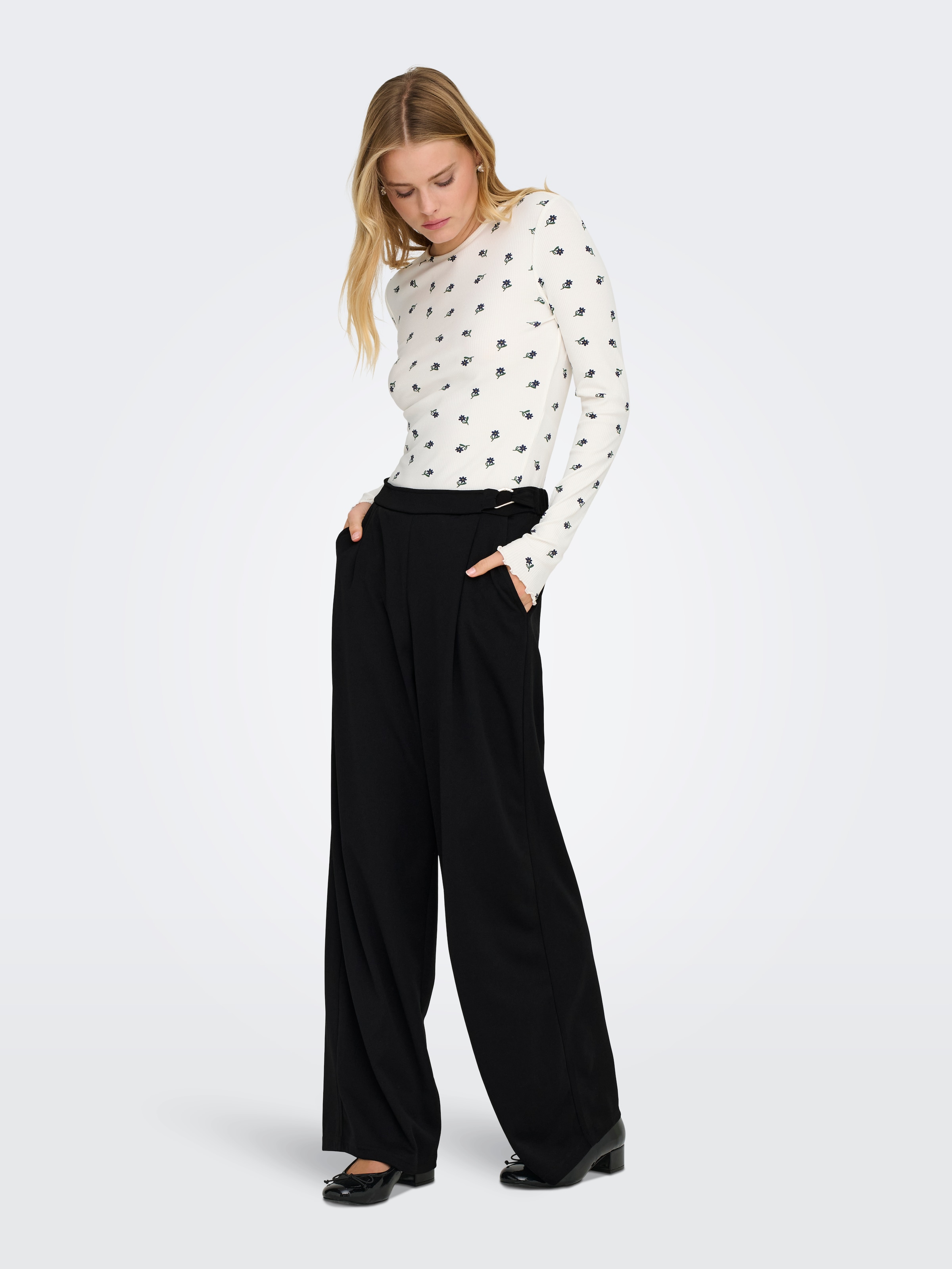 ONLY Pantalon de costume »ONLSANIA LIFE WIDE BUCKLE PANT JRS«  Materialmix