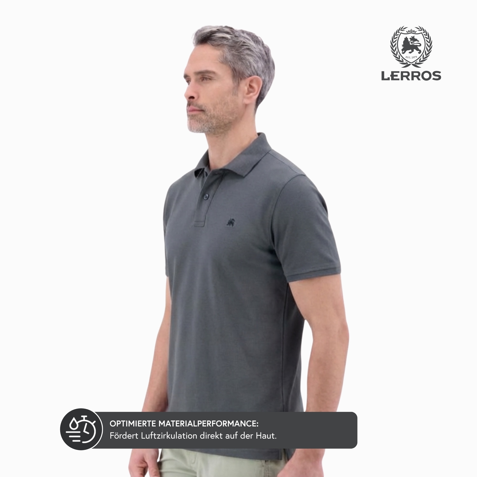 LERROS Polo »Poloshirt Herren COOL & DRY atmungsaktiv Piqué« Trocknet schnell, angenehm kühl, pflegeleicht, kurzarm, einfarbig