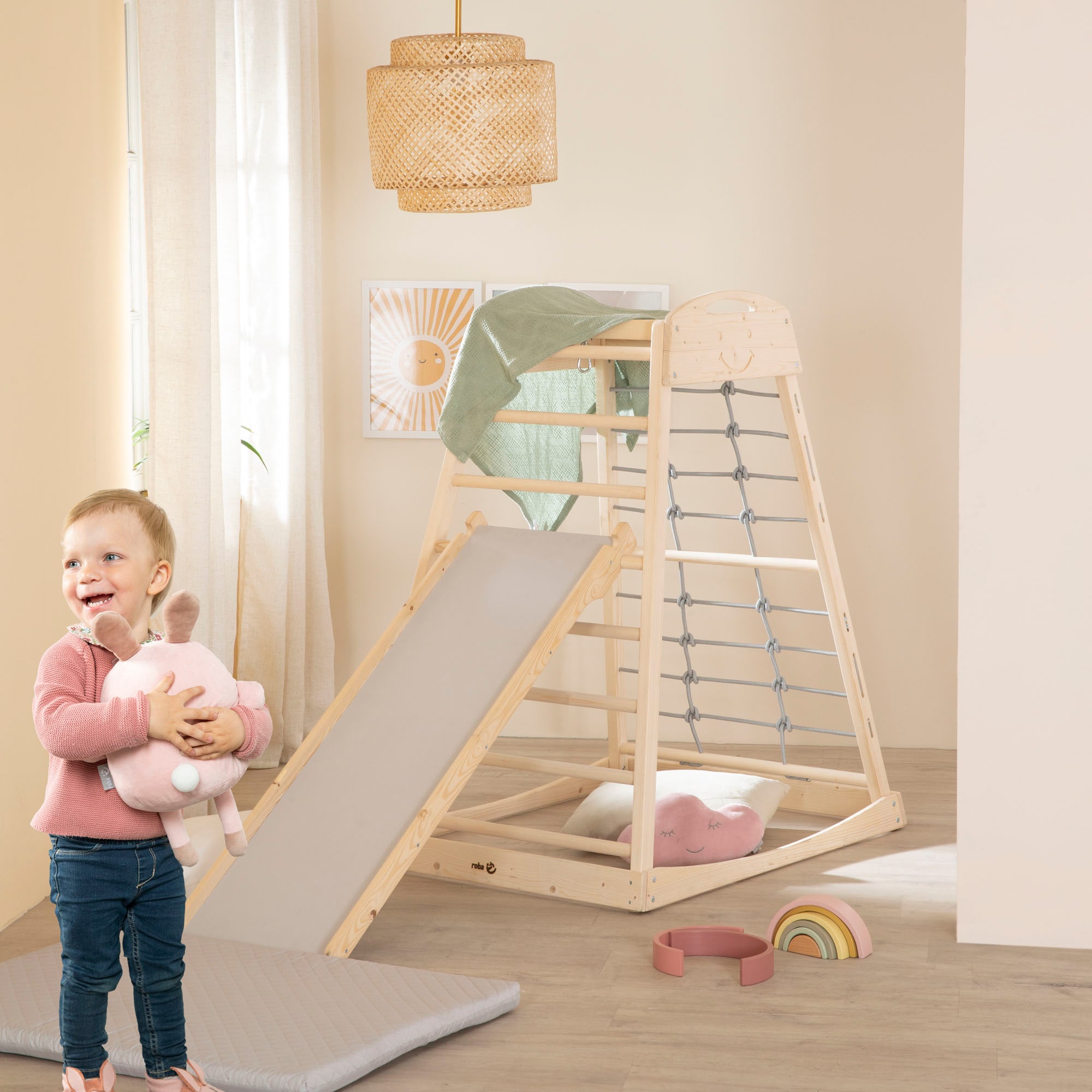 roba® Klettergerüst »Montessori Indoor Spielturm« Belastbar bis 70 kg