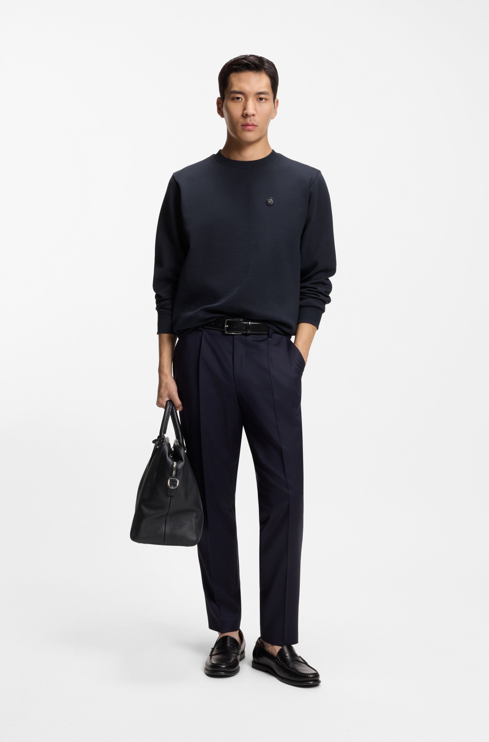 BOSS Sweat-shirt »C-Sharpe«, Regular Fit, mélange de coton, col rond
