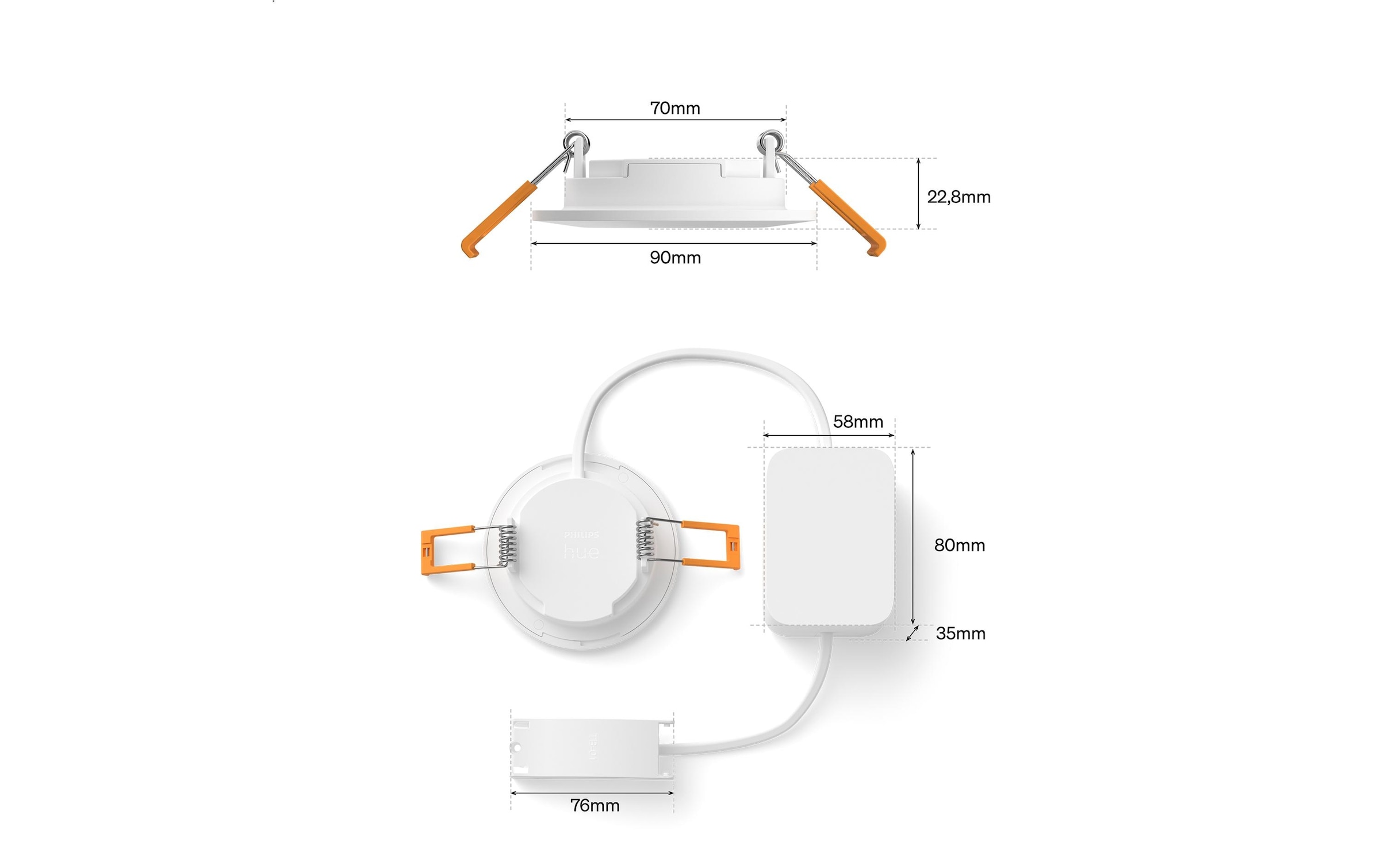 Philips Hue Plafonnier »Philips Hue Deckenleuchte WCA Slim Recessed Light S« RVB | blanc chaud - blanc froid