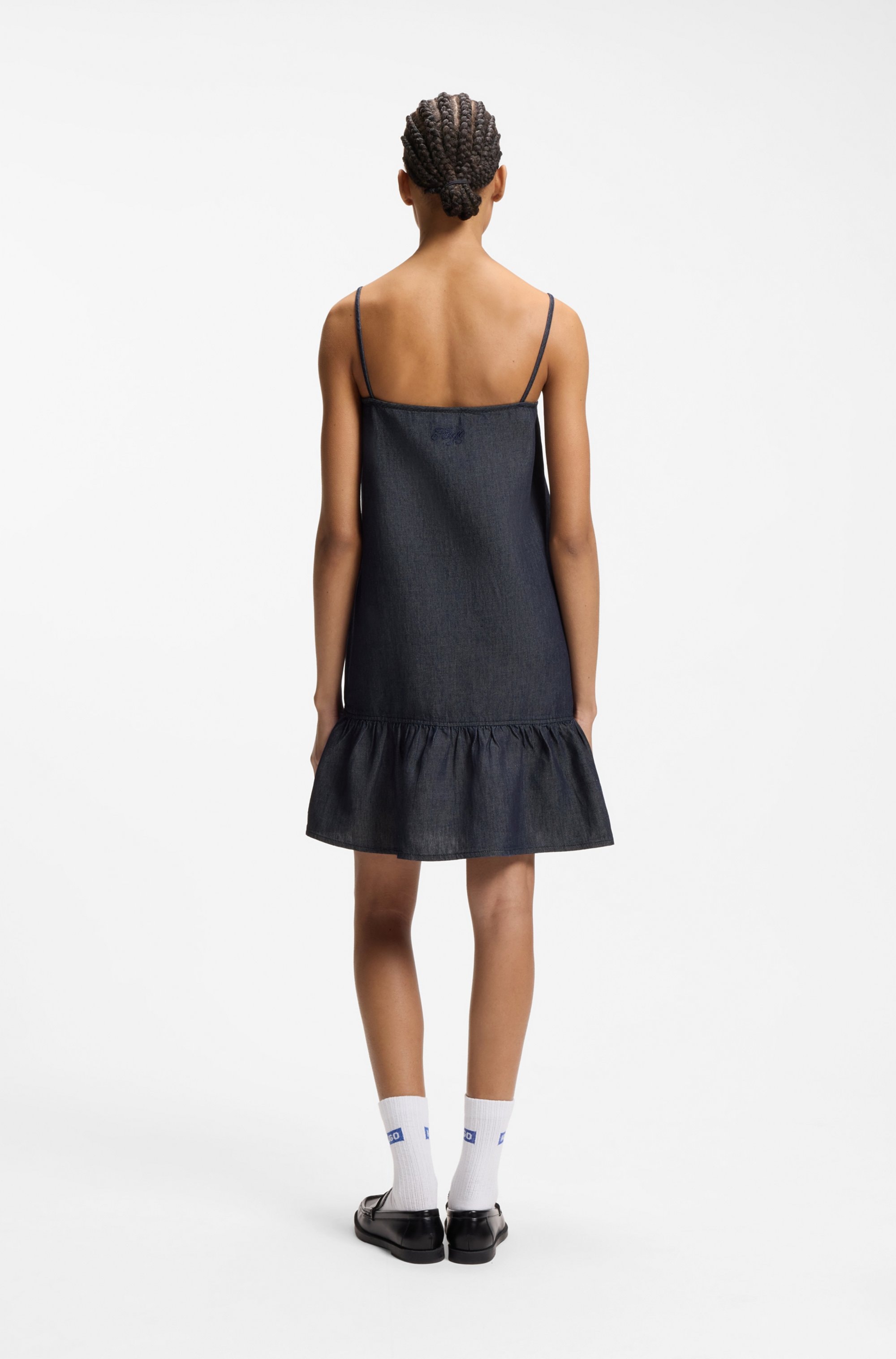 HUGO Minikleid »Kabati« im Denim-Look, abgesenkter Saum