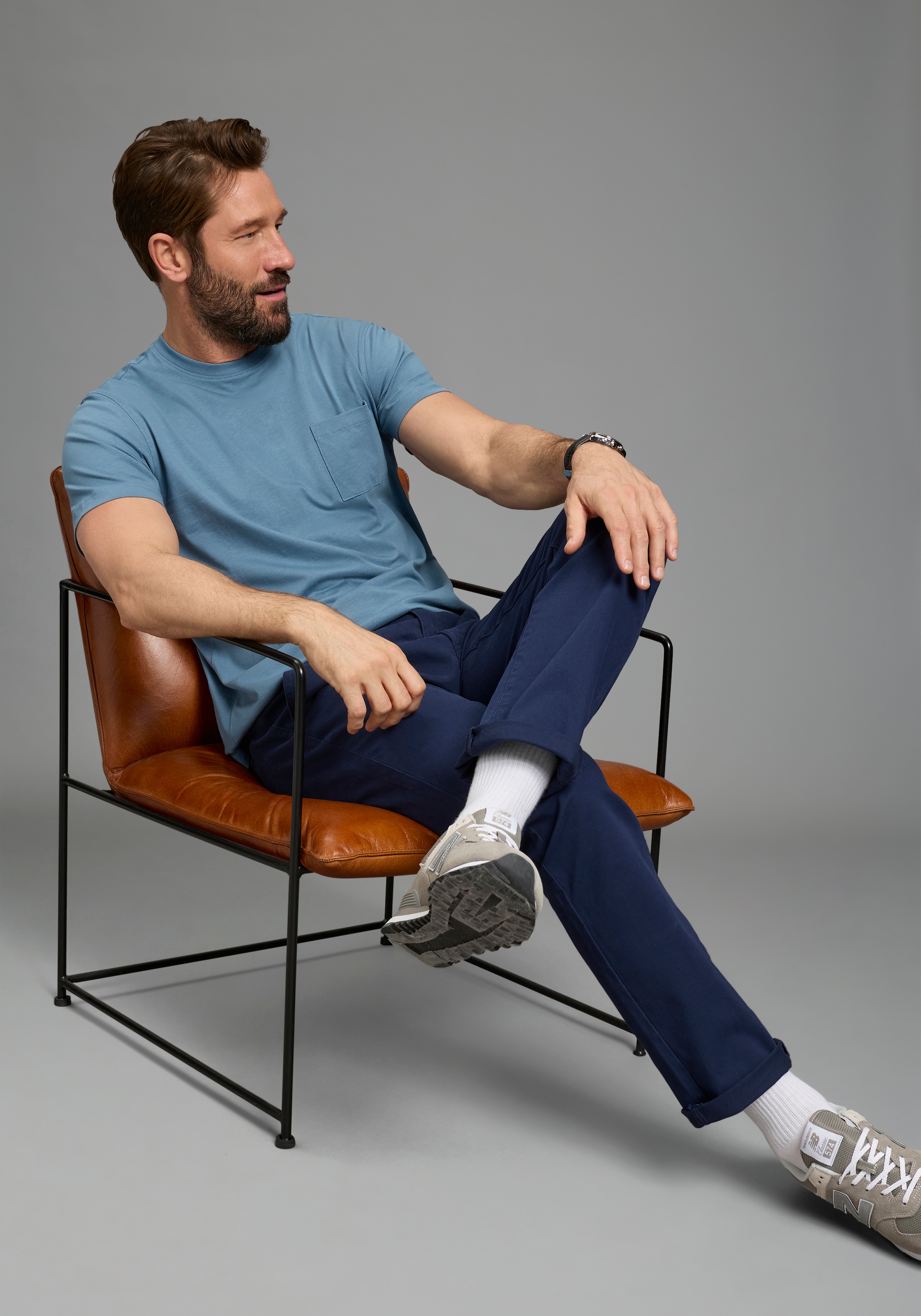 Man's World Shirt à col rond »Neue Kollektion!« Regular Fit, kurzarm, mit Brusttasche, unifarben