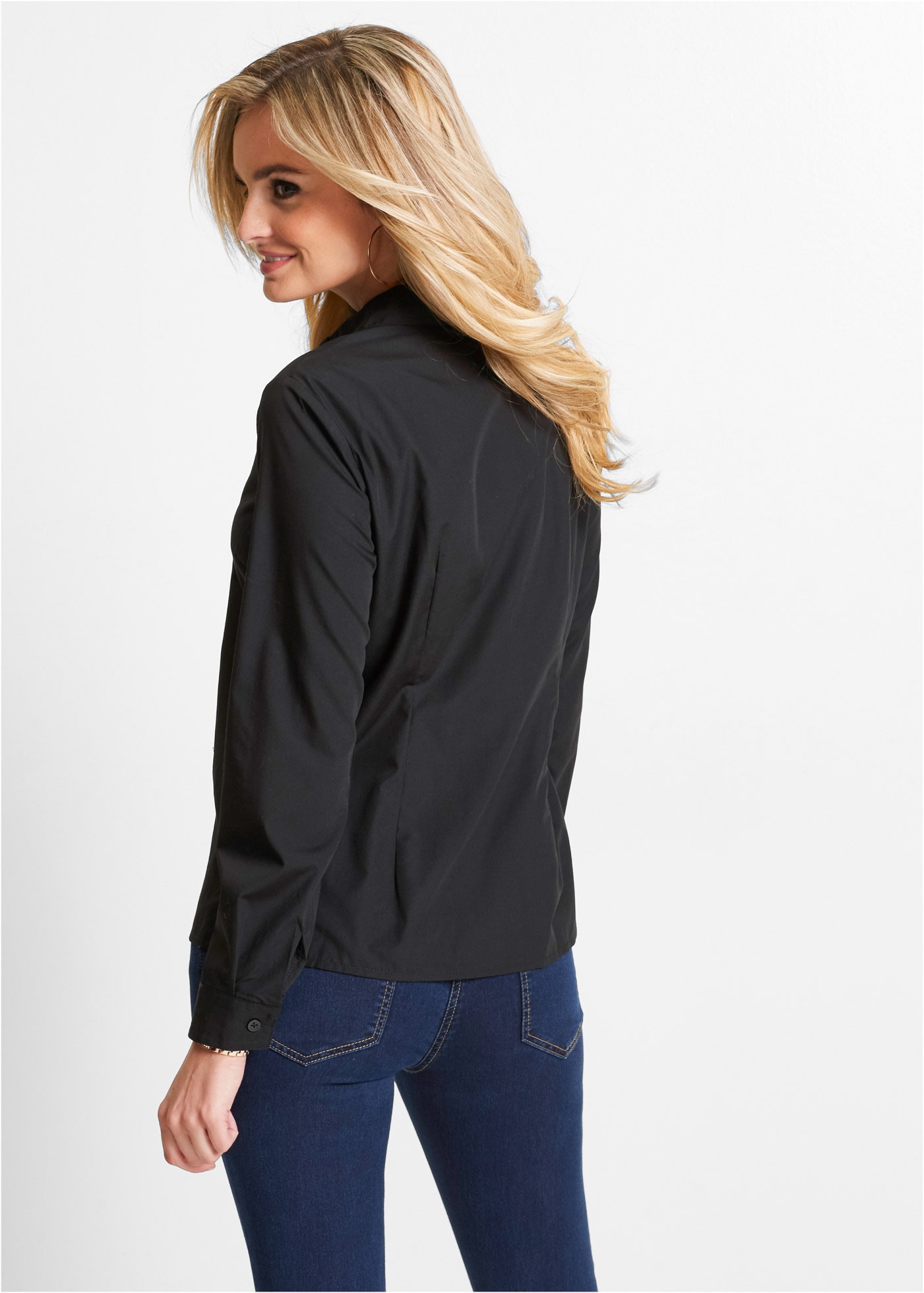 bonprix Blouse à manches longues »Bluse« lockere Passform, für eleganten Auftritt, aus Baumwollmischung