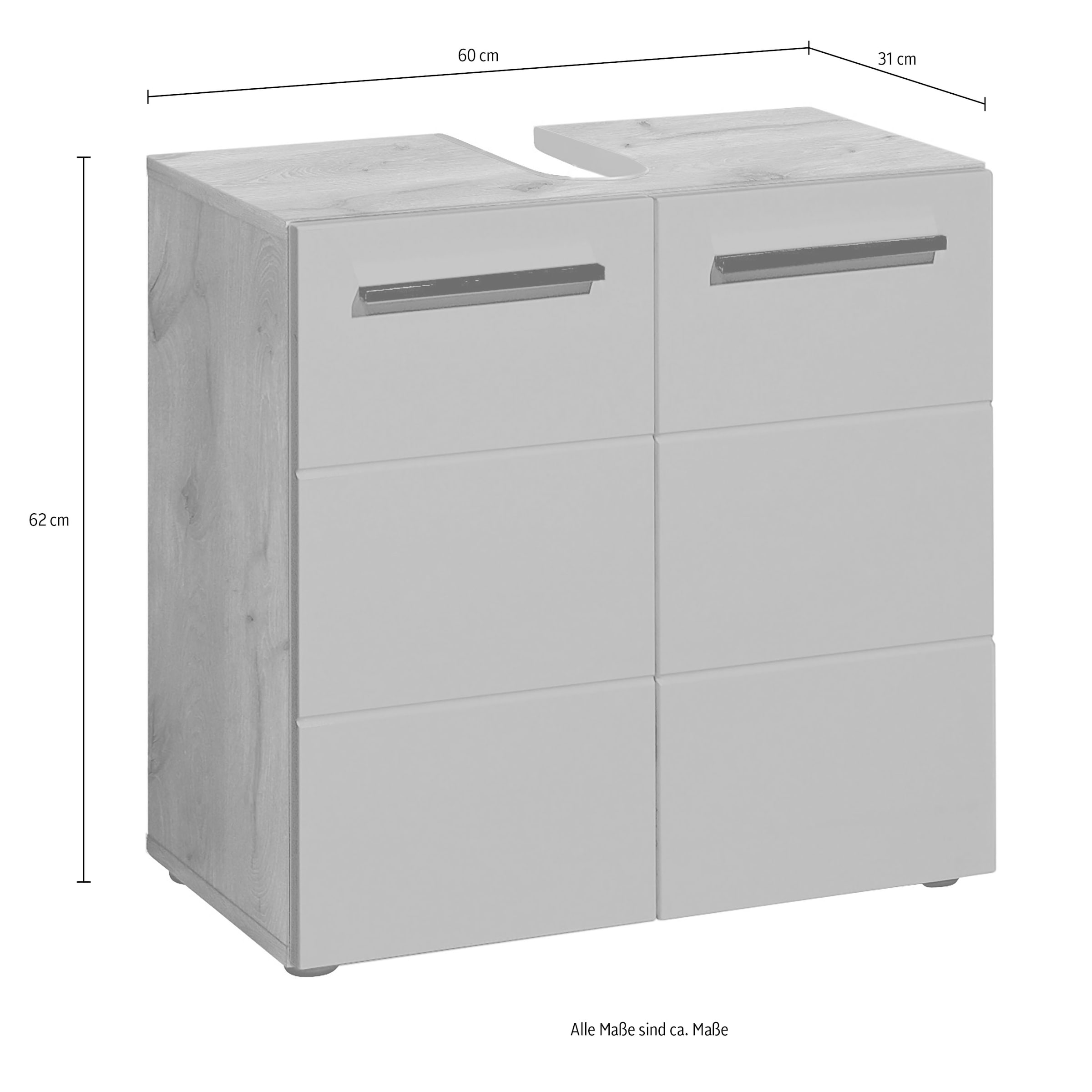 BASIC by Balculina Waschbeckenunterschrank »Rom BxHxT 60x62x31« 1 Stk. tlg. Breite 60cm, Kunststoffgriffe, Made in Europa