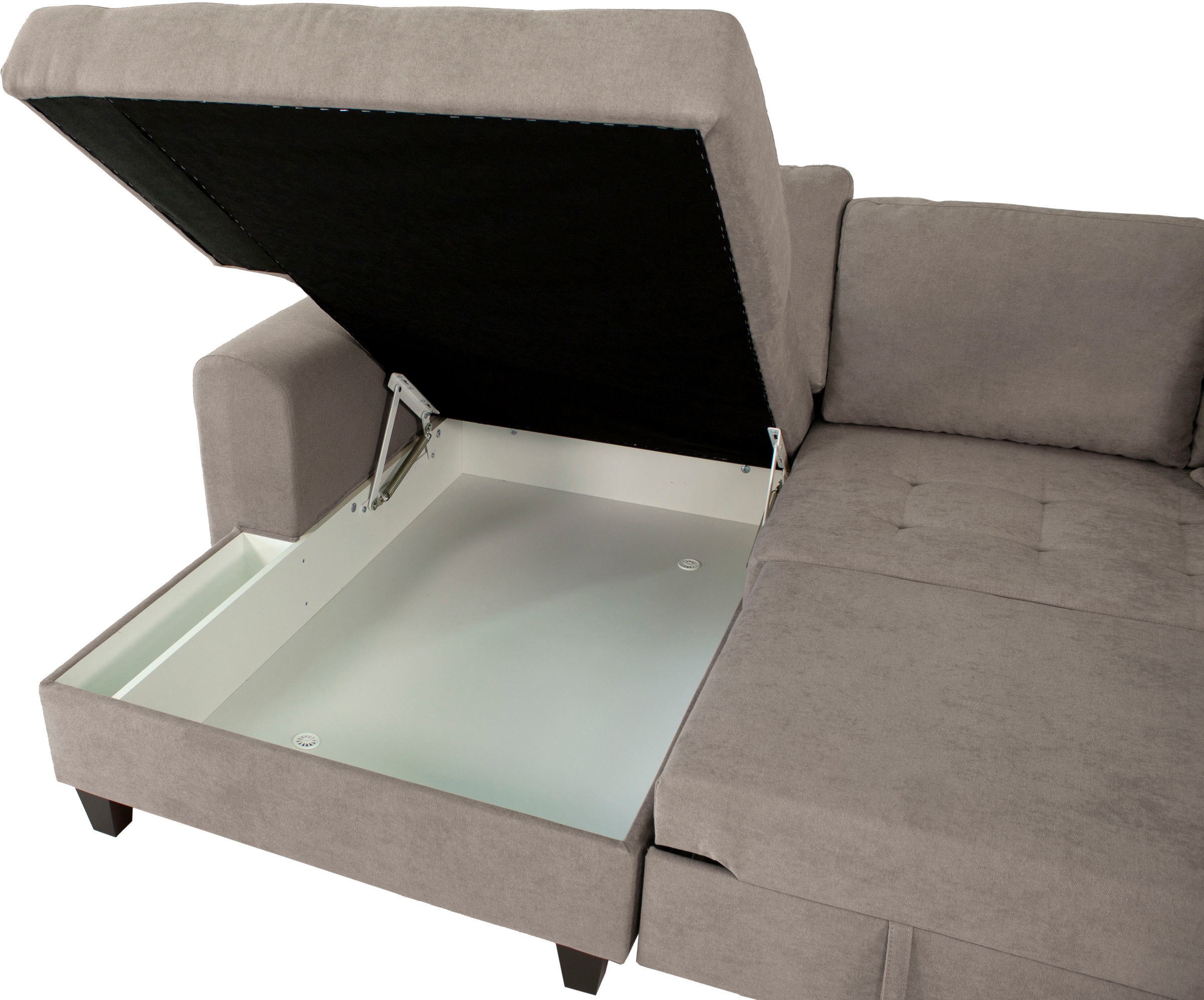 Trends by HG Canapé d'angle »Moritz L-Form, B: 265 cm« mit Bettfunktion, Bettkasten & Zierkissen