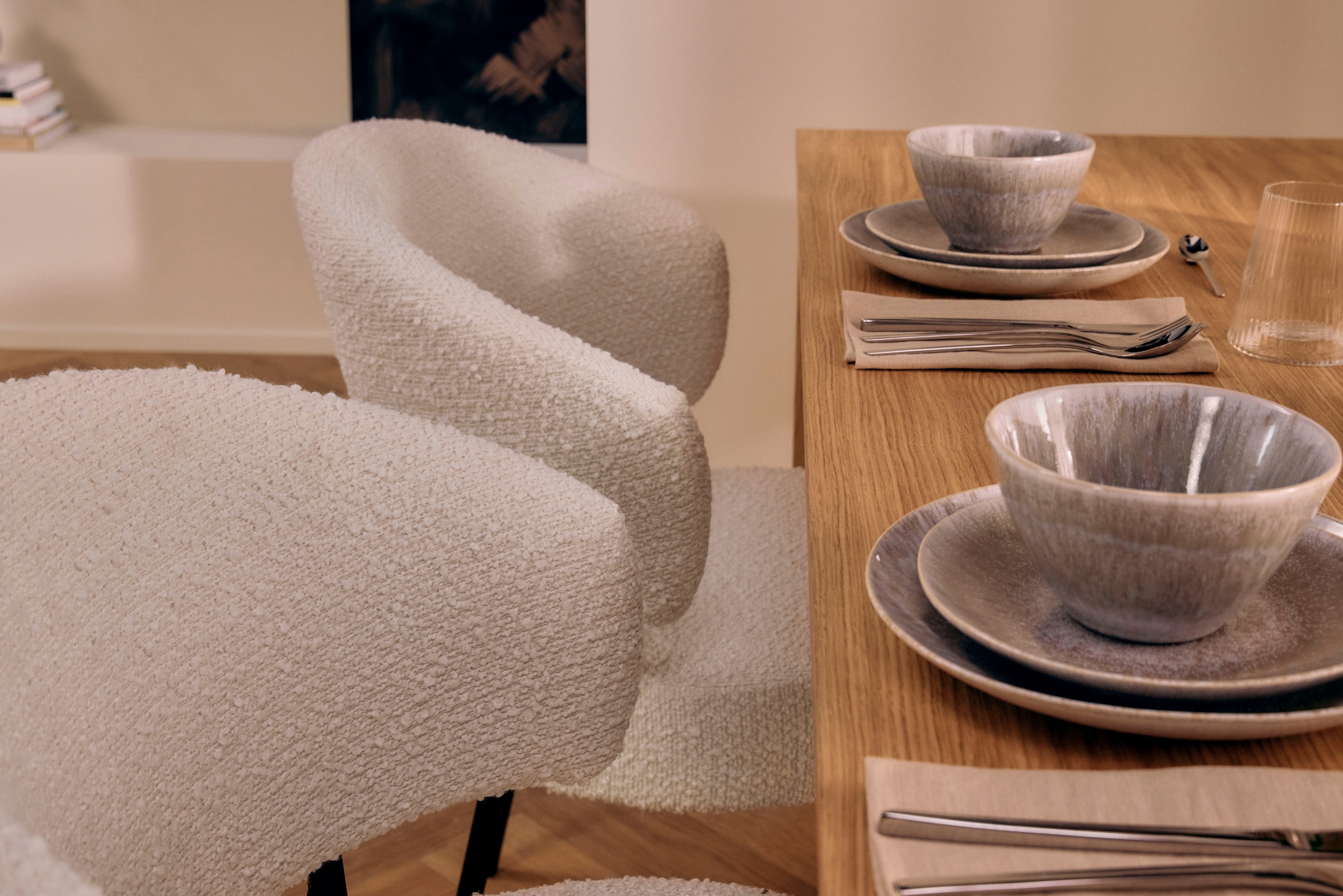 LeGer Home by Lena Gercke Esszimmerstuhl »Sölve« (Set) 2 Stk.Boucle Bezugsstoff, Metallgestell, Sitztiefe 48 cm