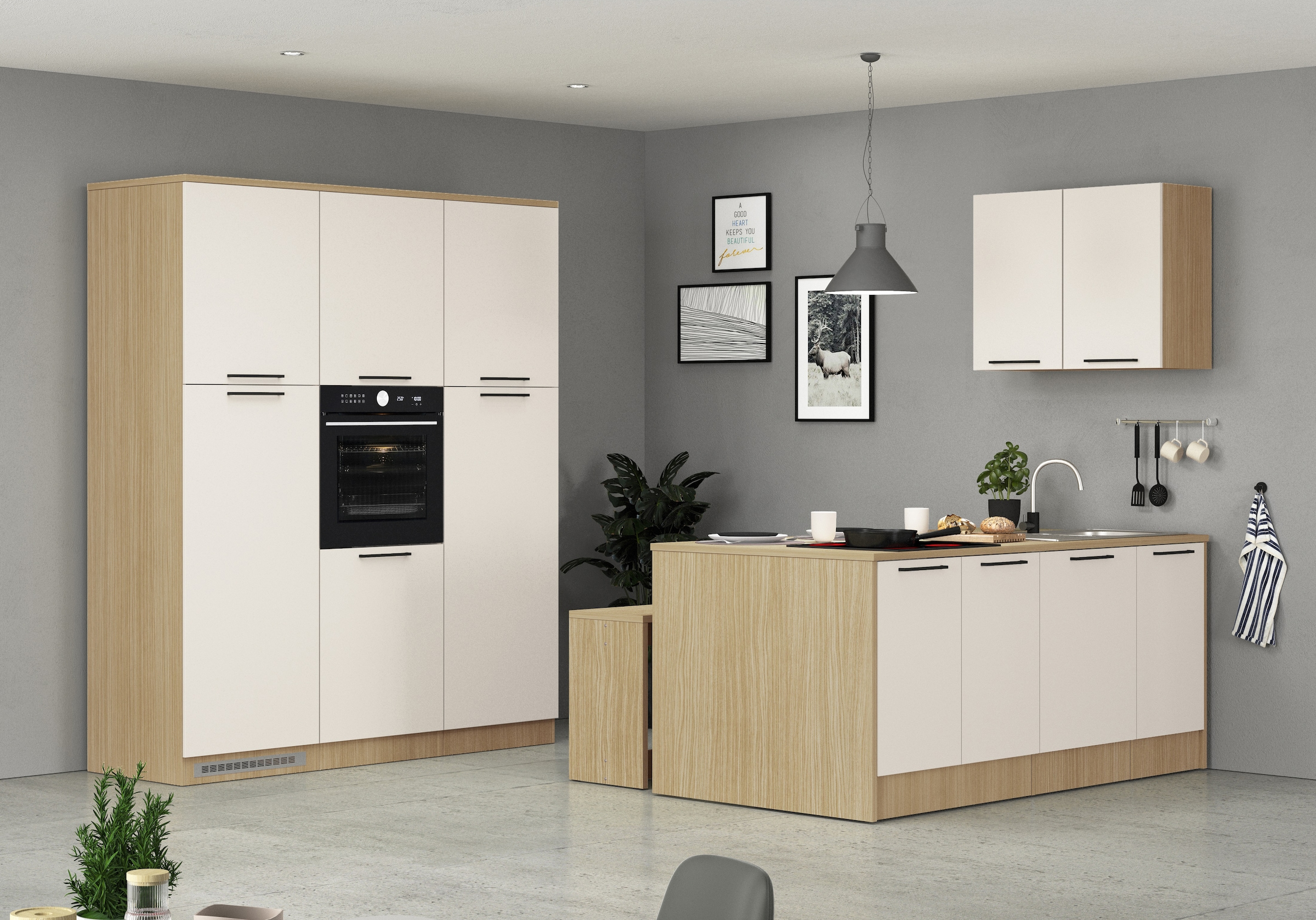 KOCHSTATION Vorratsschrank »Luna, Hochschrank, Küchenvorratsschrank, Speiseschrank, Made in Italy« B/T/H: 60×60×214,5 cm, mit 6 grosszügigen Fächern