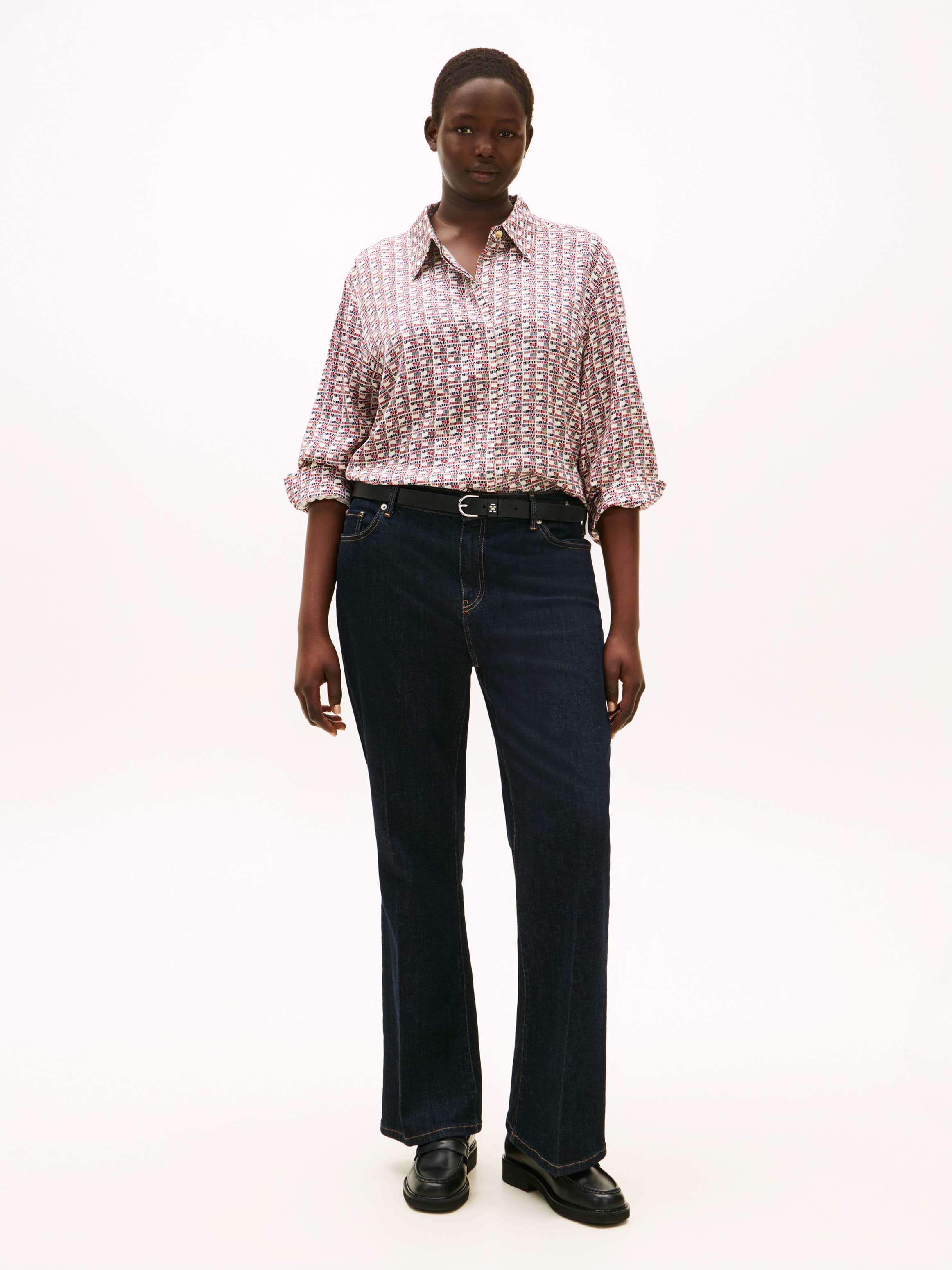 Tommy Hilfiger Curve Shirtbluse »CRV VIS TWILL LS REGULAR SHIRT« in grossen Grössen, Viskose, regular fit