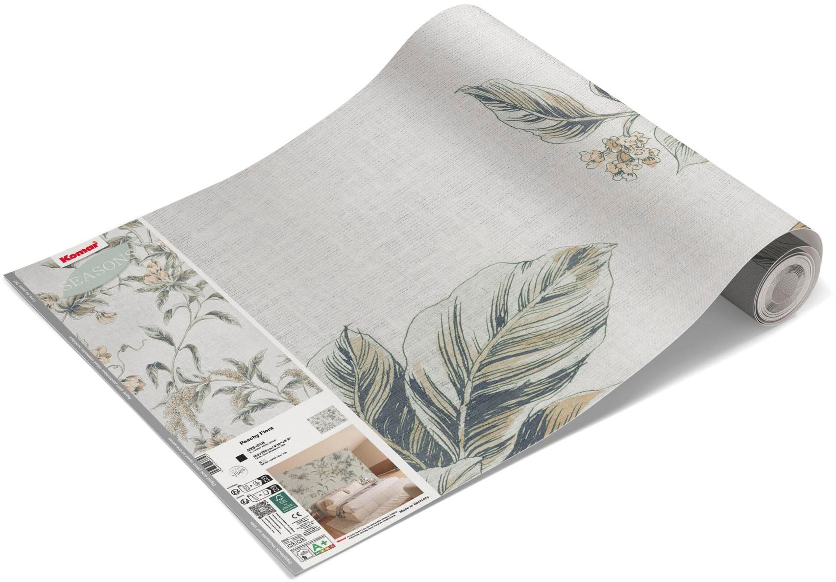 Komar Fototapete »Vlies Fototapete - Peachy Flora - Grösse 300 x 250 cm« Motiv | bedruckt glatt