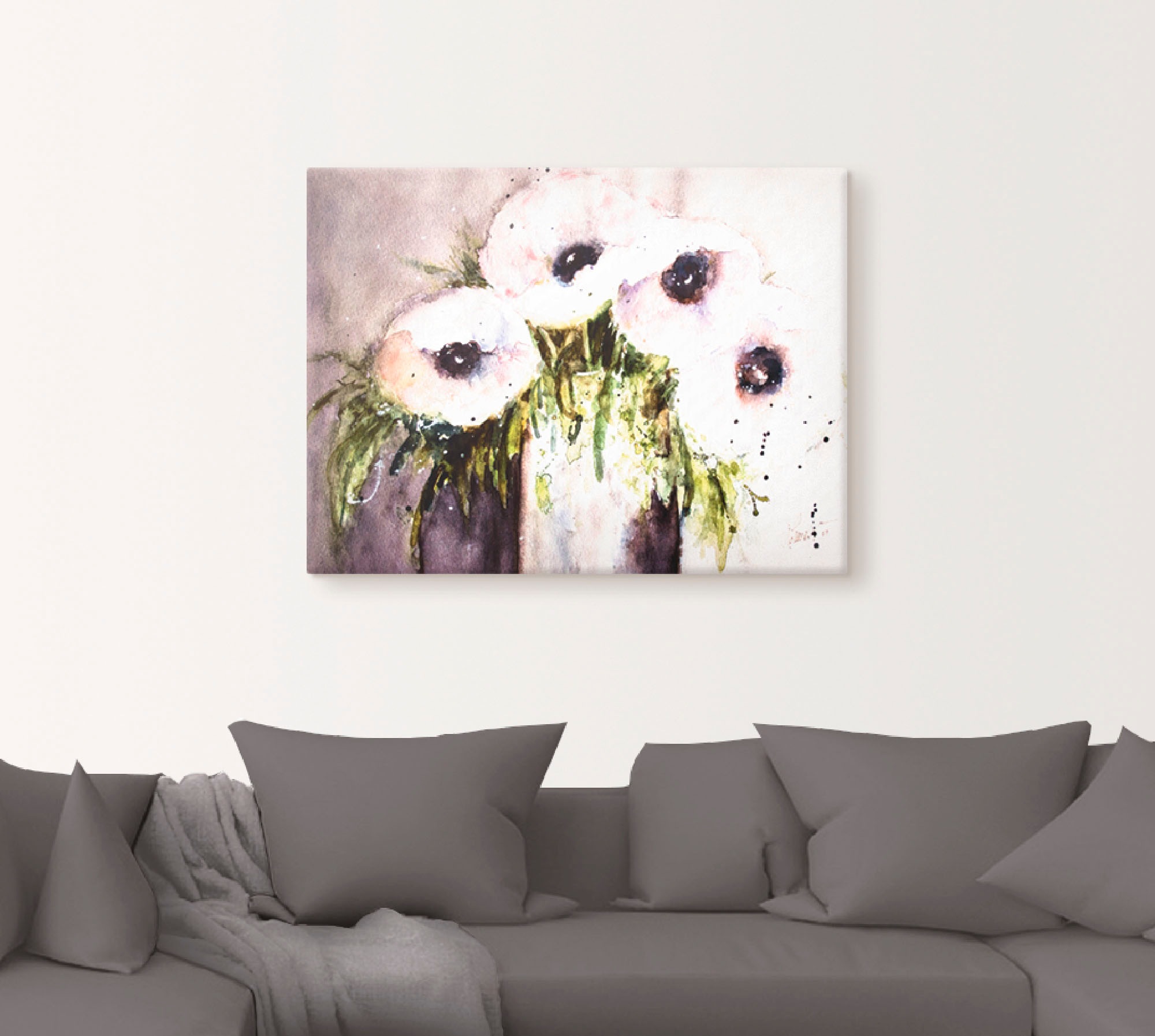 Artland Tableau sur toile »Lila Mohn in Vase« 1 cuis tlg. auf Holzrahmen gespannt