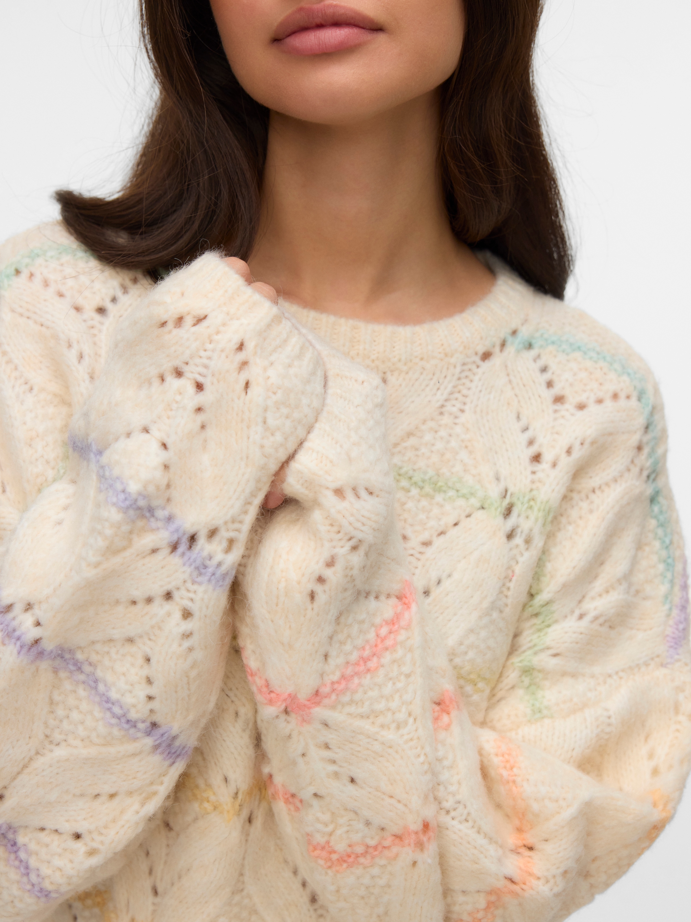 Vero Moda Strickpullover »VMNEW HATTY LS O-N STITCH PULLOVER BOO« mit zarten Streifen