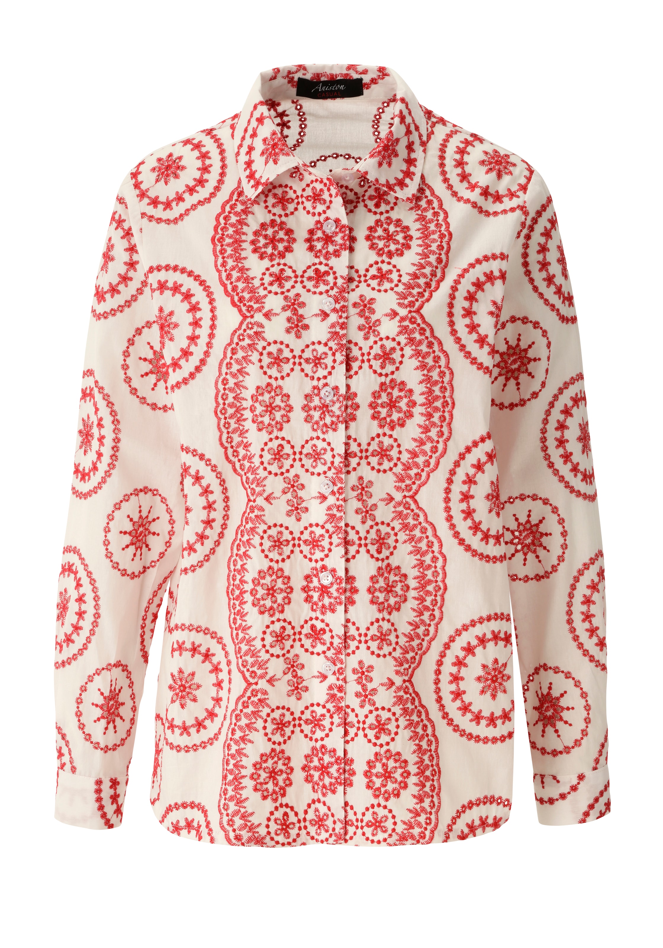 Aniston CASUAL Hemdbluse mit Lochmuster und Stickereien aufwändig verziert - NEUE KOLLEKTION