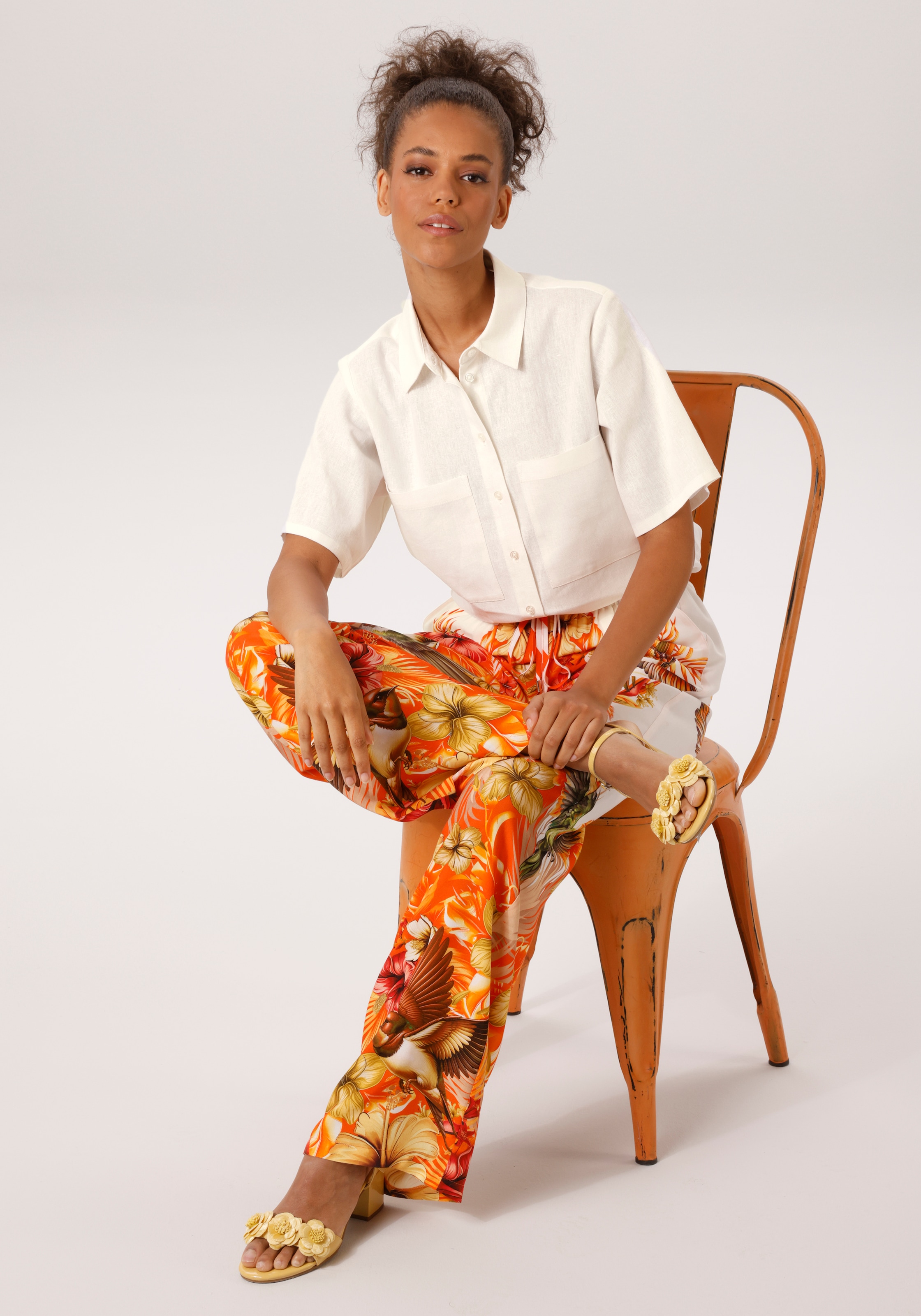 Aniston CASUAL Blouse à manches courtes mit Leinen