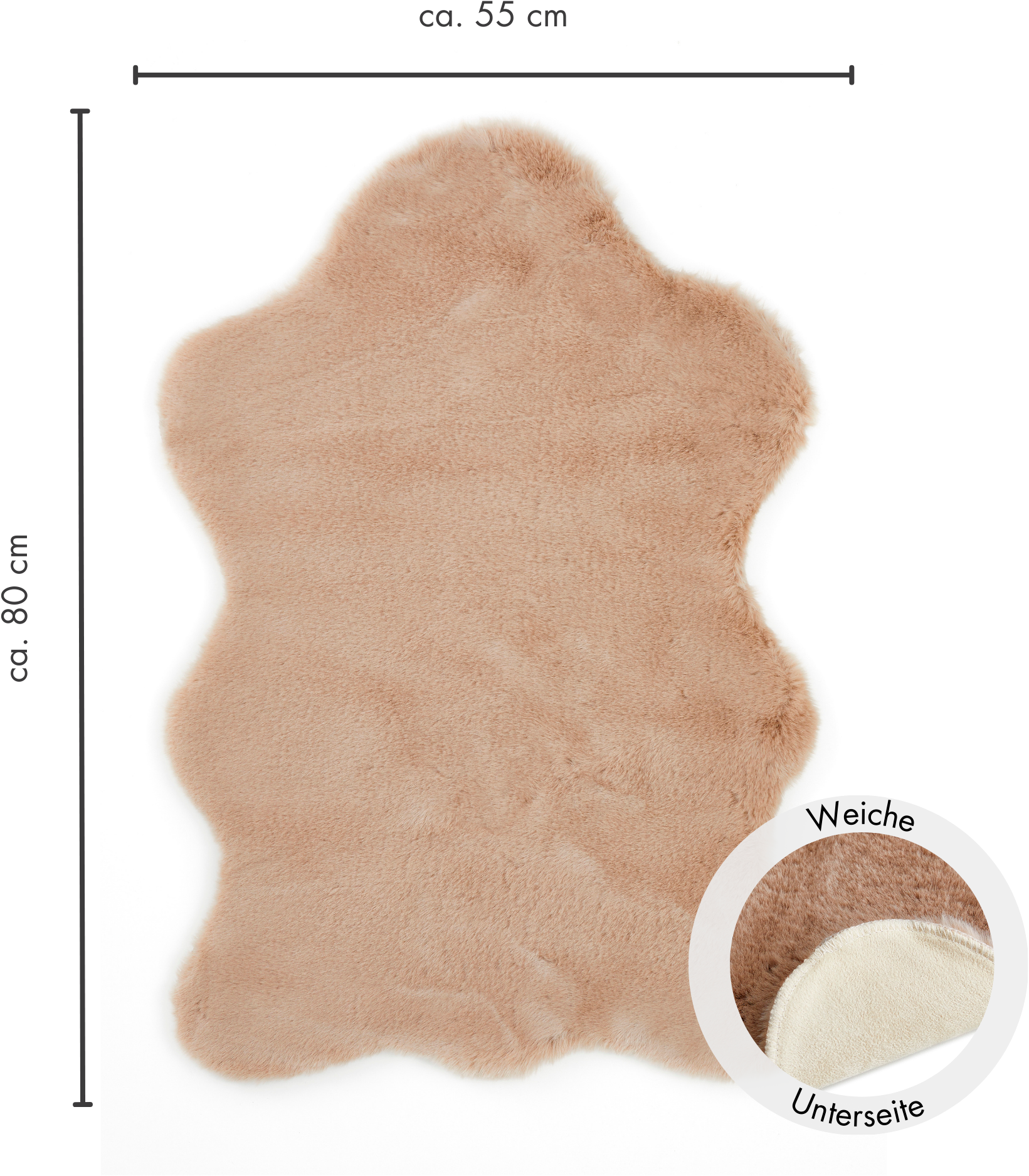 my home Fellteppich »Lugano« fellförmig 30 mm Höhe Kunstfell, Uni Farben, weich & kuschelig, auch als 2er Set erhältlich