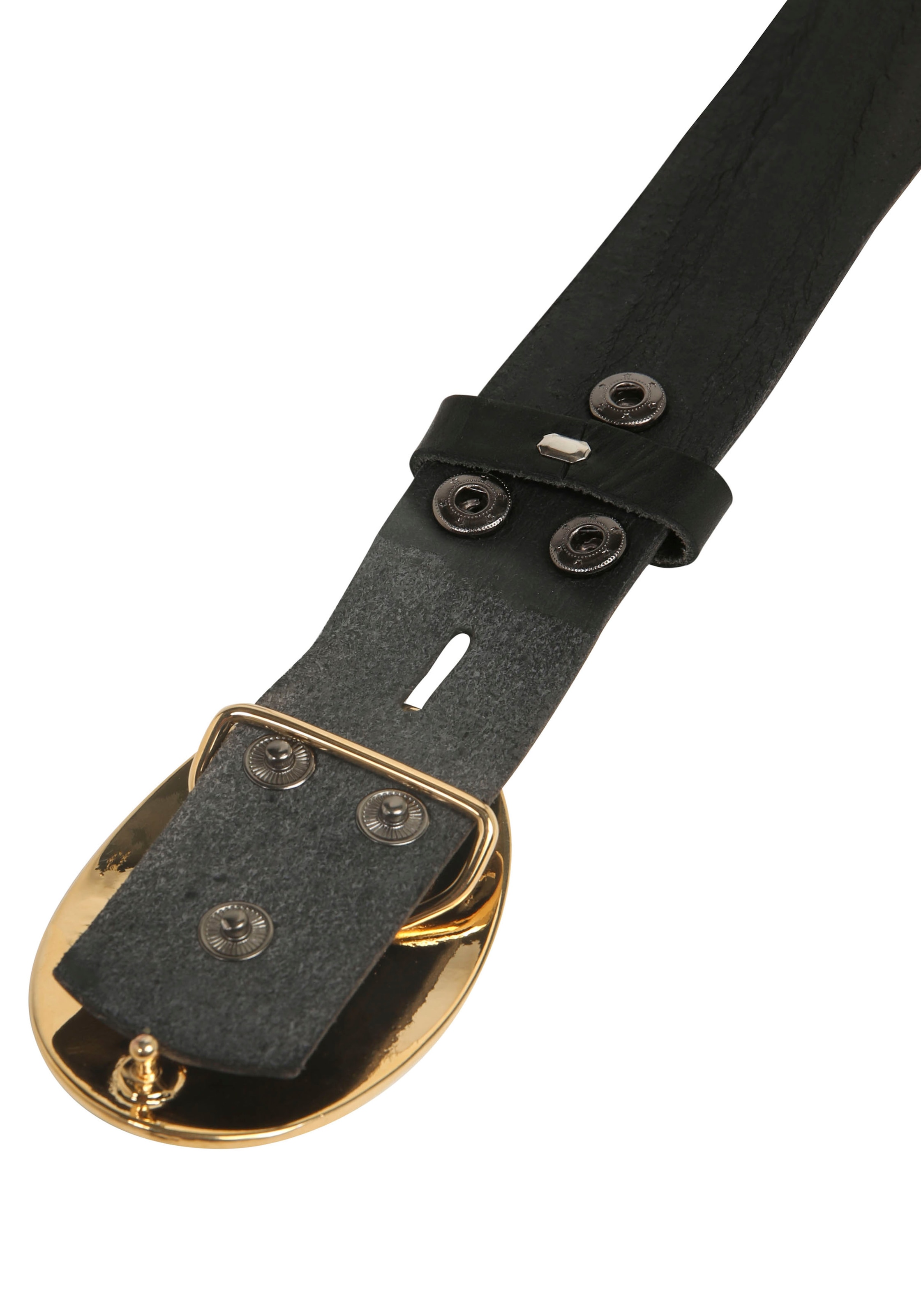 Rettungsring Gürtel Ceinture en cuir mit austauschbarer Schliesse »Welt Schwarz/Gold«