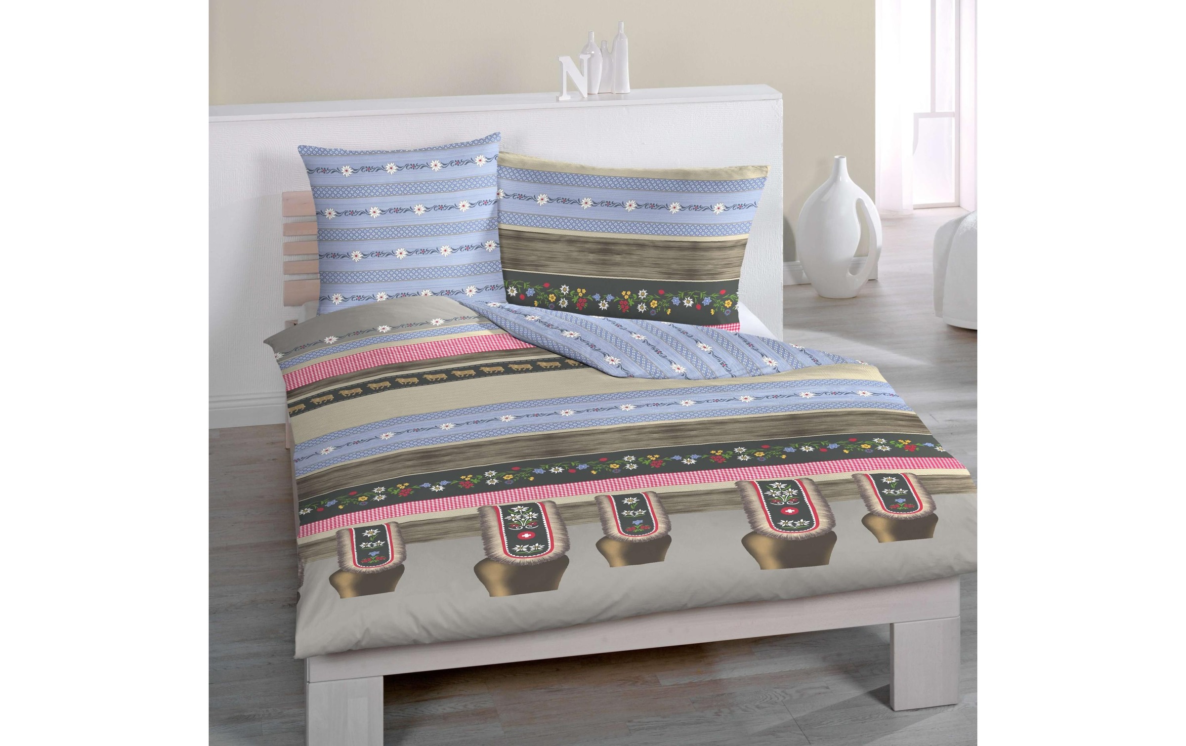 HOME FASHION Kissenbezug »Home Fashion Kopfkissenbezug Kuhglocken Satin, 50 x 70 cm«