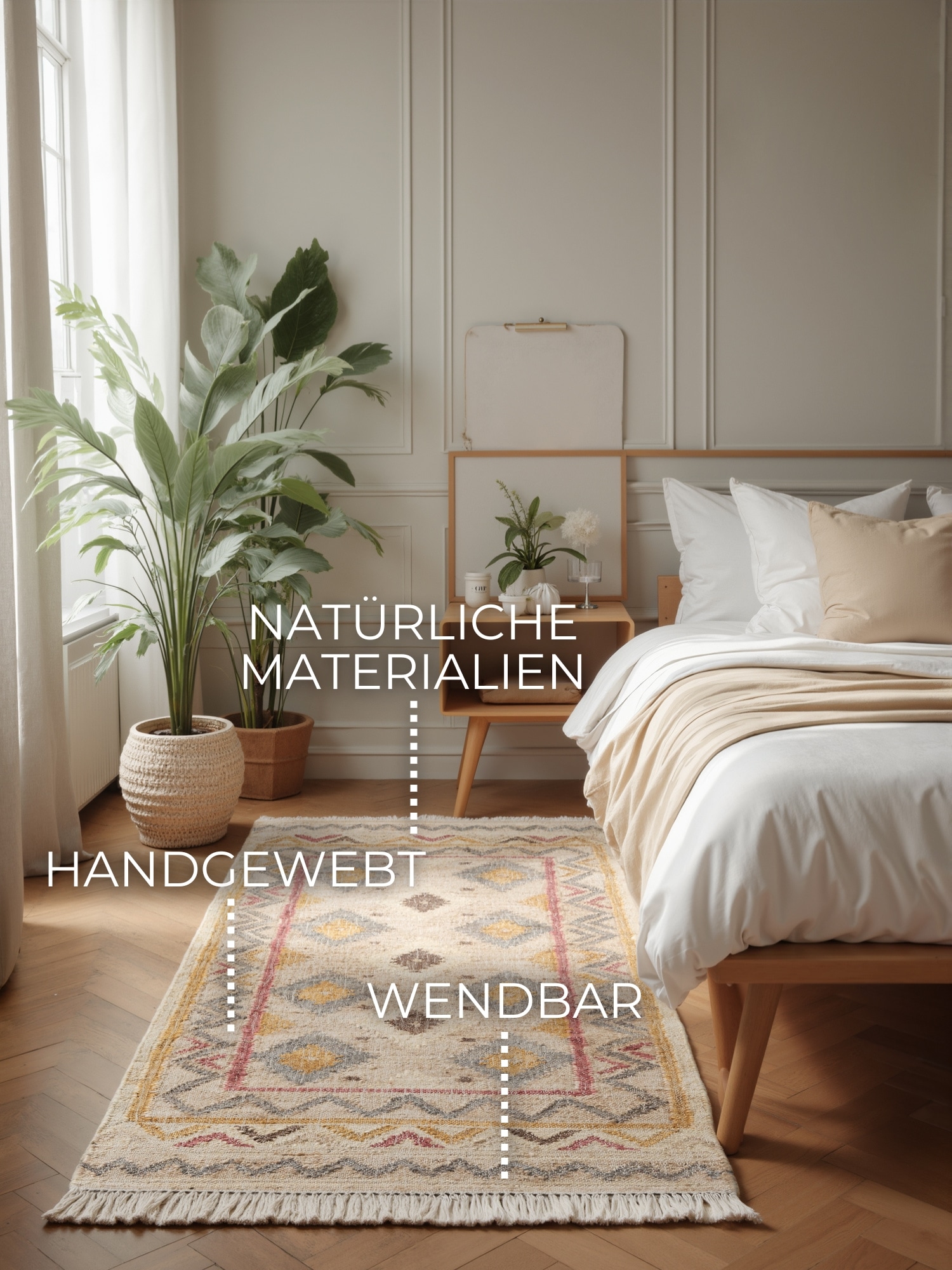 ELLE DECORATION Tapis »Kelim Imani« Rectangulaire 3 mm Höhe Jute, Baumwolle, Natur, Handgewebt, Kelim, orientalisch, Boho