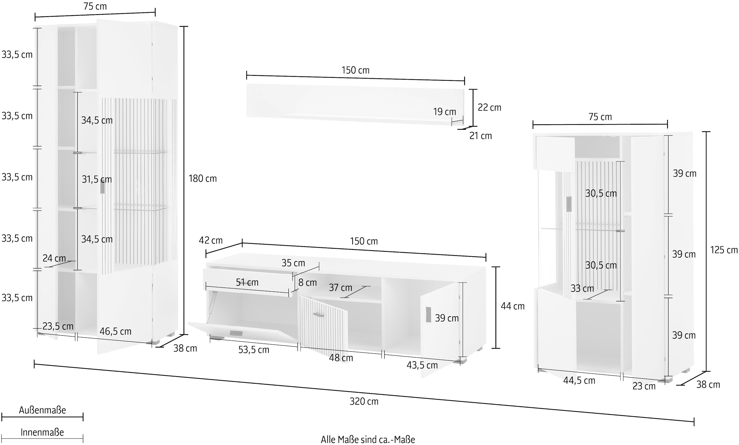 INOSIGN Wohnwand »HUDSON« Set, 4 Stk. tlg.