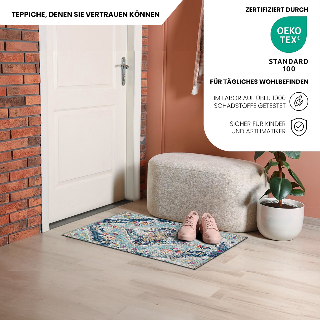 Livabliss Tapis »ADEN« Rectangulaire 10 mm Höhe Vintage Orientteppich, Kurzflor Boho Wohnzimmerteppich, Läufer