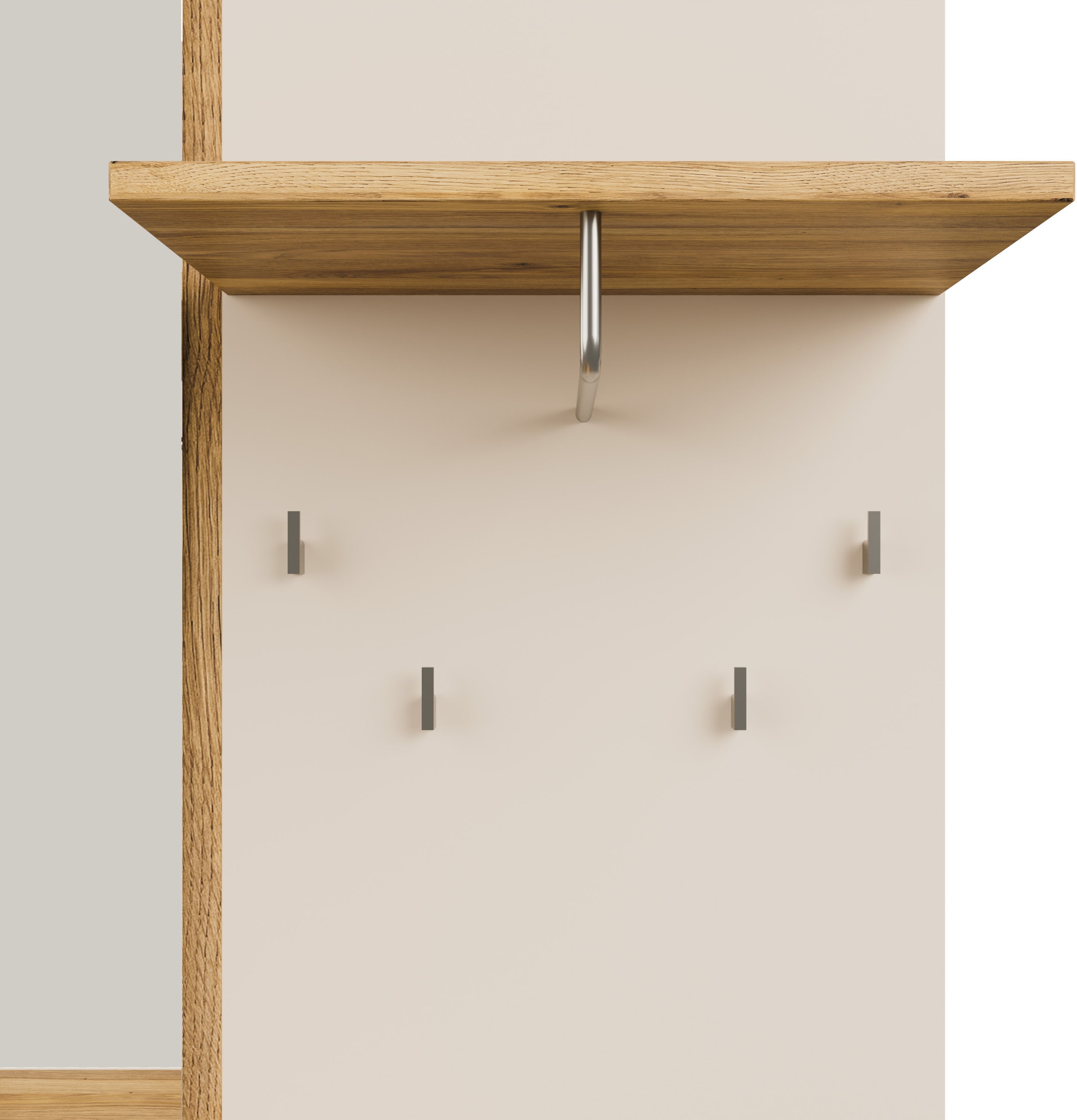 FORTE Vestiaire compact »Oak Squere Garderobe, 1 Türe, 1SK, 1 Klappe« L/H/P 108,4 /195,9/41,7 cm miroir, crochet, tringle à vêtements
