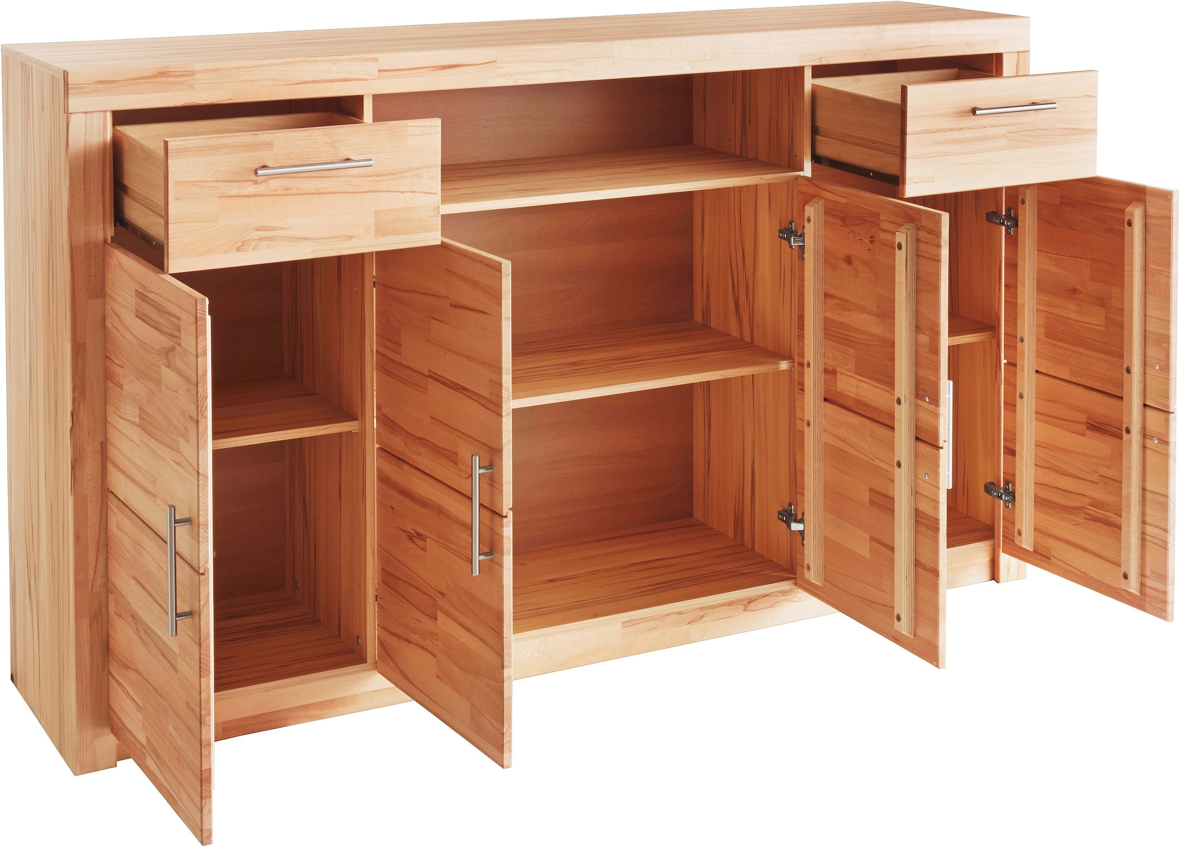 VOGL Möbelfabrik Highboard »Toronto« opt. Glastüren, teilmassiv, Rahmenoptik, Made in Germany