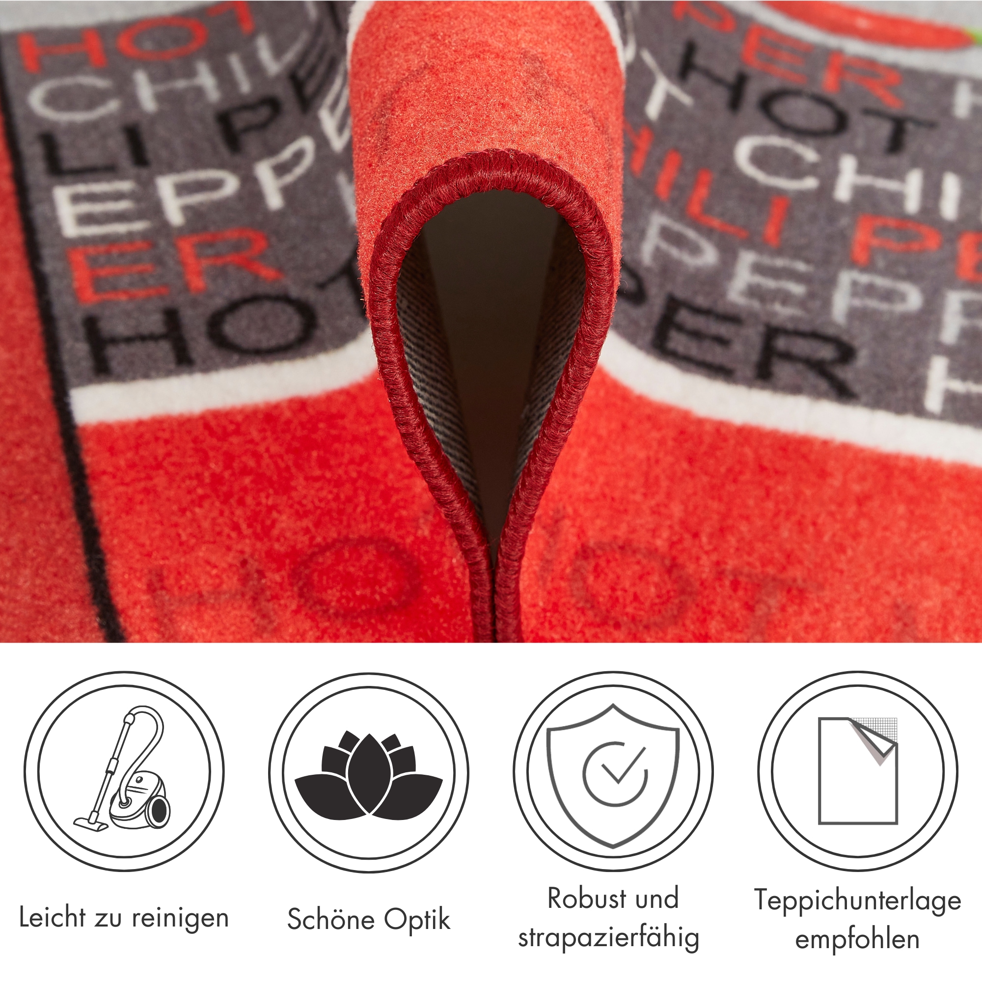 Andiamo Chemin de cuisine »Hot Pepper« Rectangulaire 5 mm Höhe Motiv Peperoni/Chili, Küche, waschbar, Kundenliebling