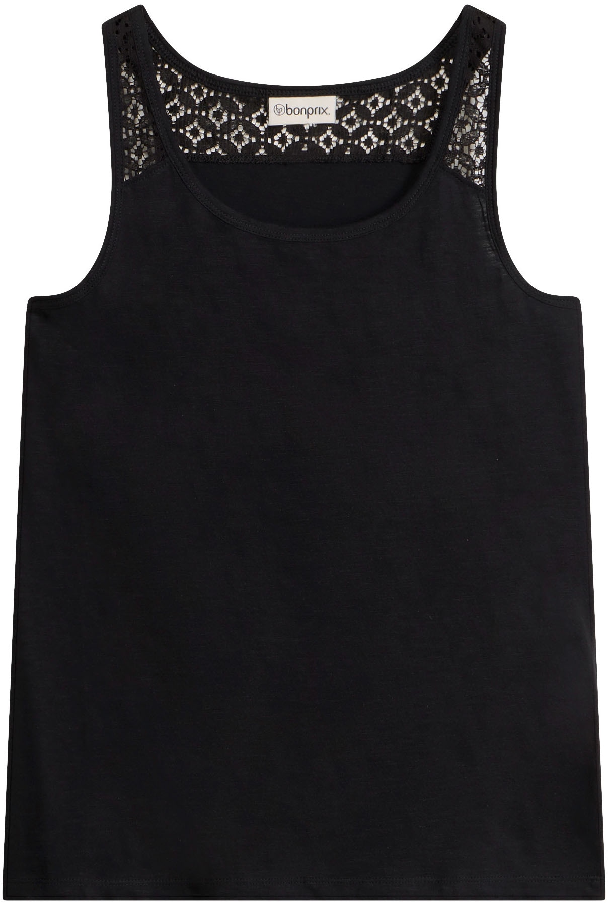 bonprix Débardeur 1 coupe ajustée, encolure ronde, inserts discrets en dentelle