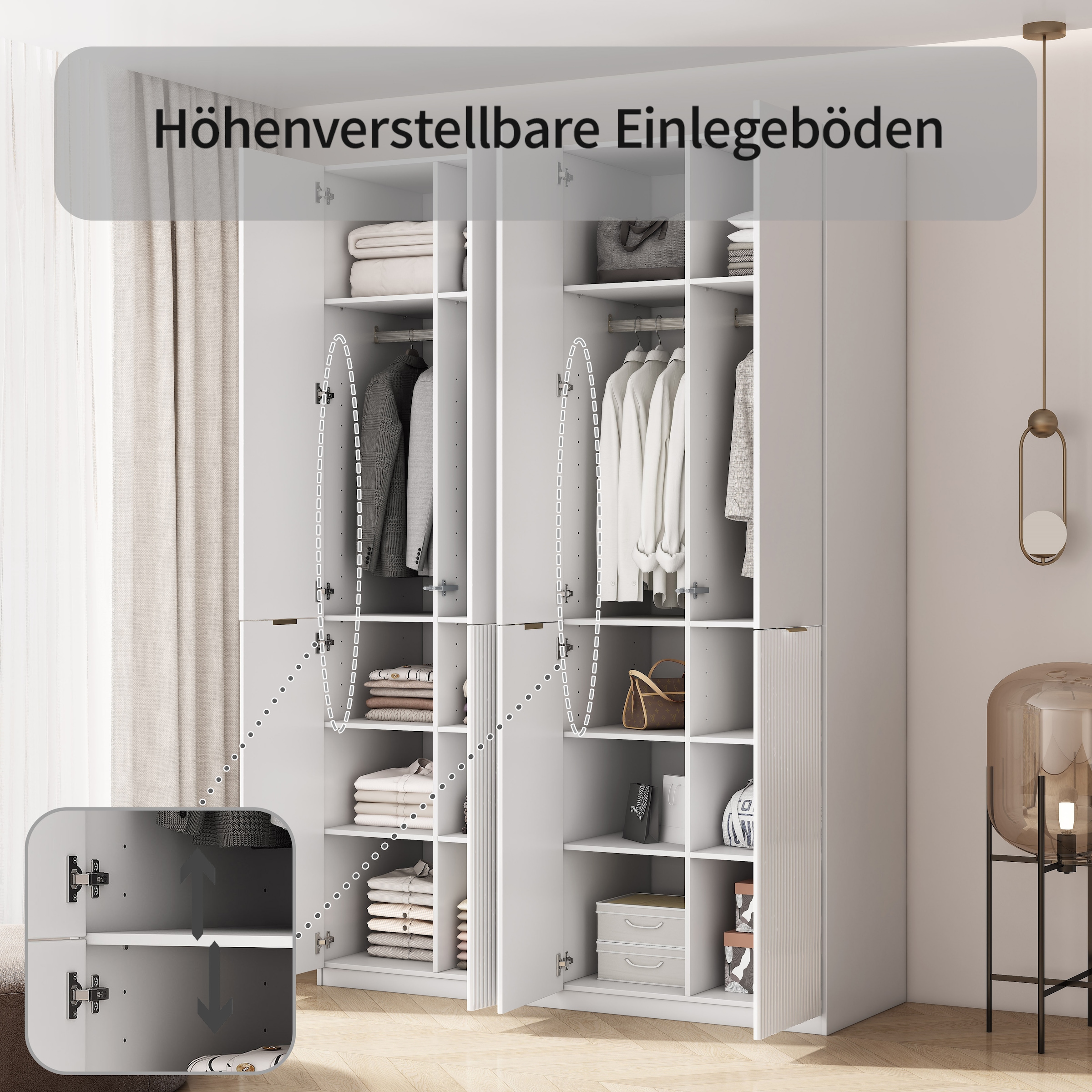 GOODproduct Kleiderschrank »Jorella Schlafzimmerschrank Garderobe mit Softclose« eleganter Schlafzimmerschrank Rillendesign Trend Breite 161cm