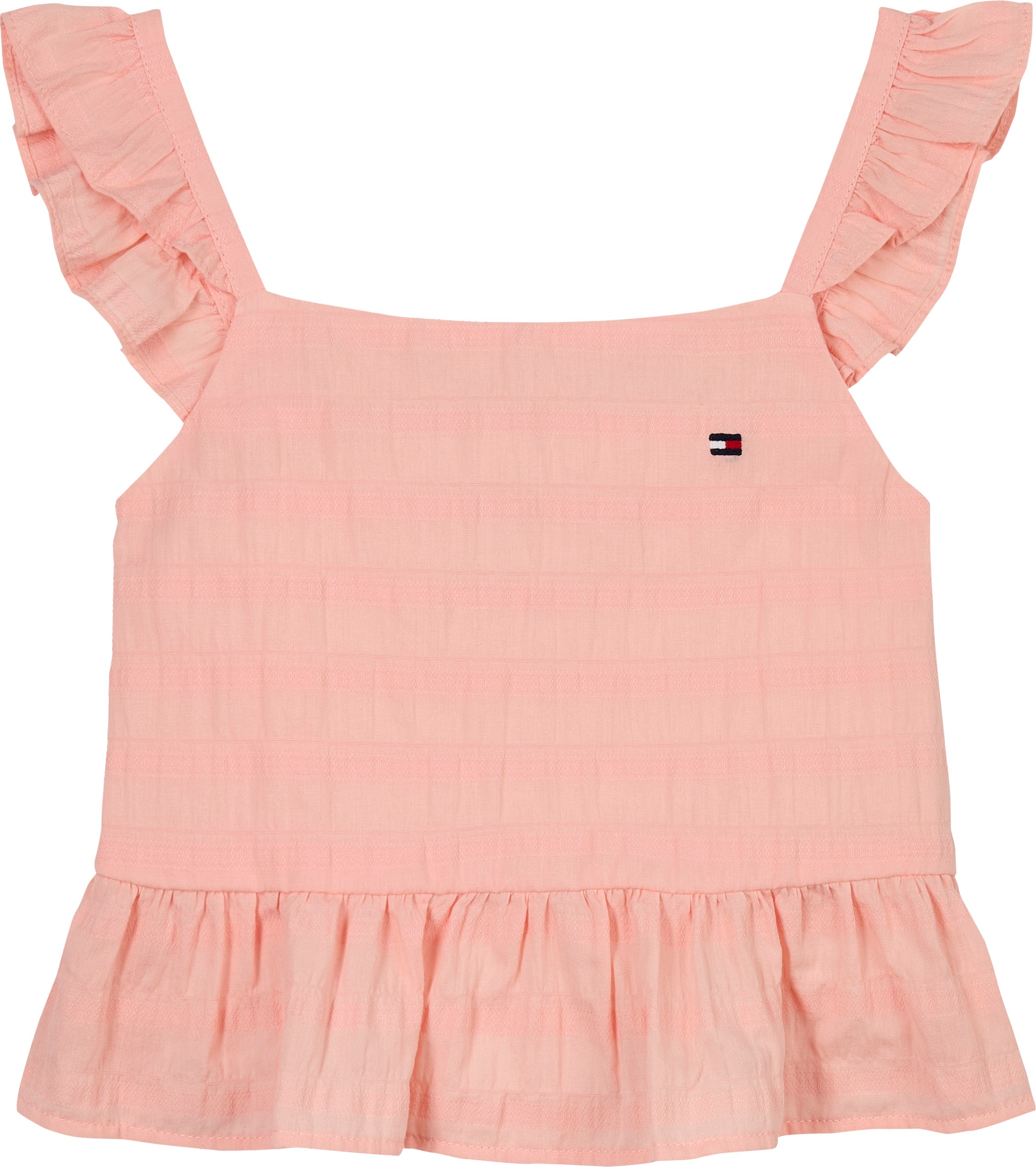 Tommy Hilfiger Trägertop »TEXTURED COTTON TOP SLVLS« mit Stickerei, mit Rüschen