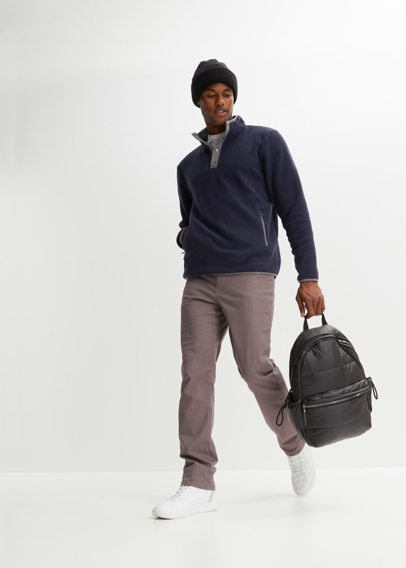 bonprix Pull en polaire »Troyer Fleeceshirt mit praktischen Taschen und tollen Kontrastdetails«, Troyer Fleeceshirt mit praktischen Taschen und tollen Kontrastdetails
