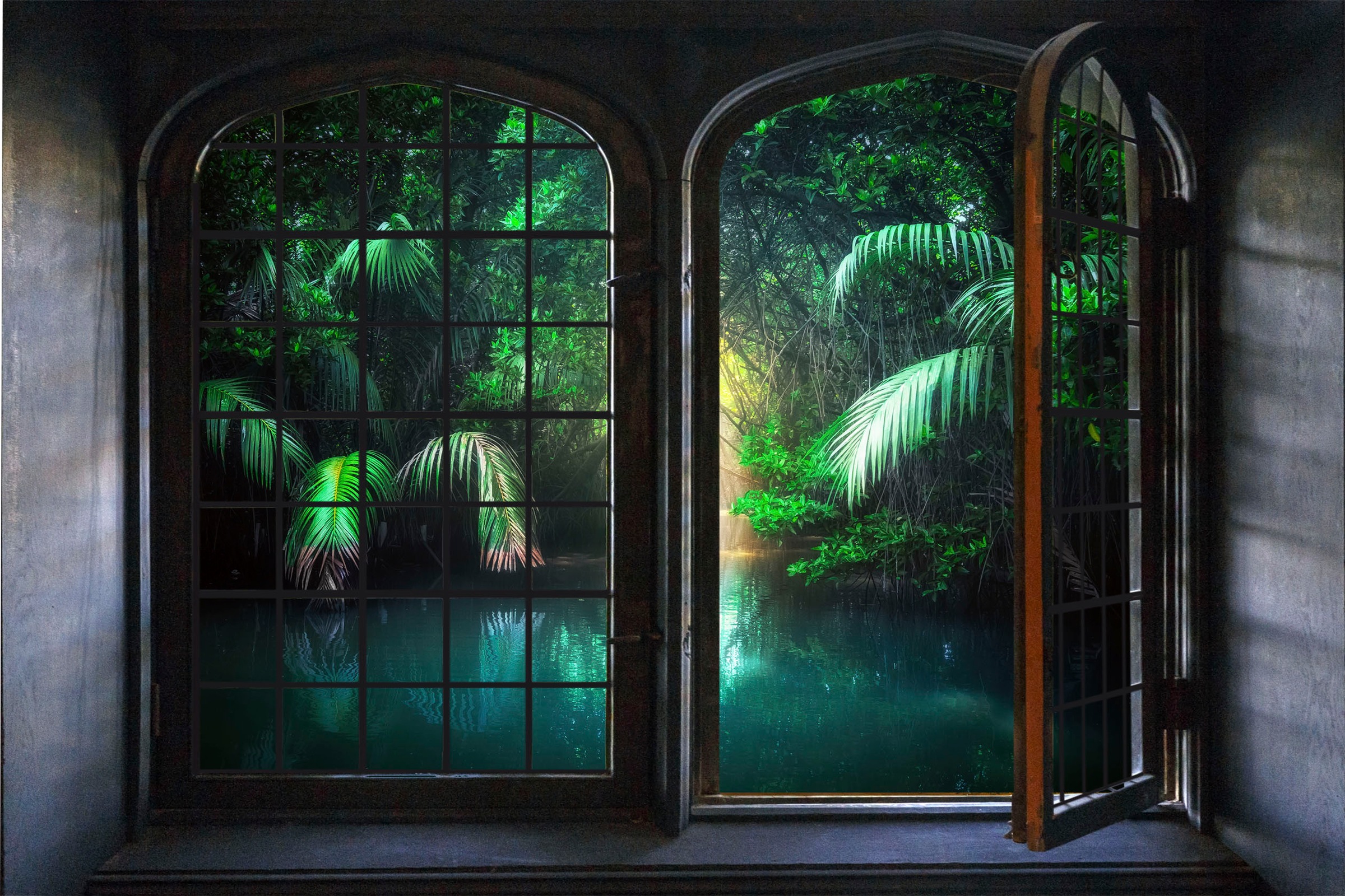 queence Autocollants muraux »Urwald« Wandsticker, Wandbild, selbstklebend, 3D, Fenster