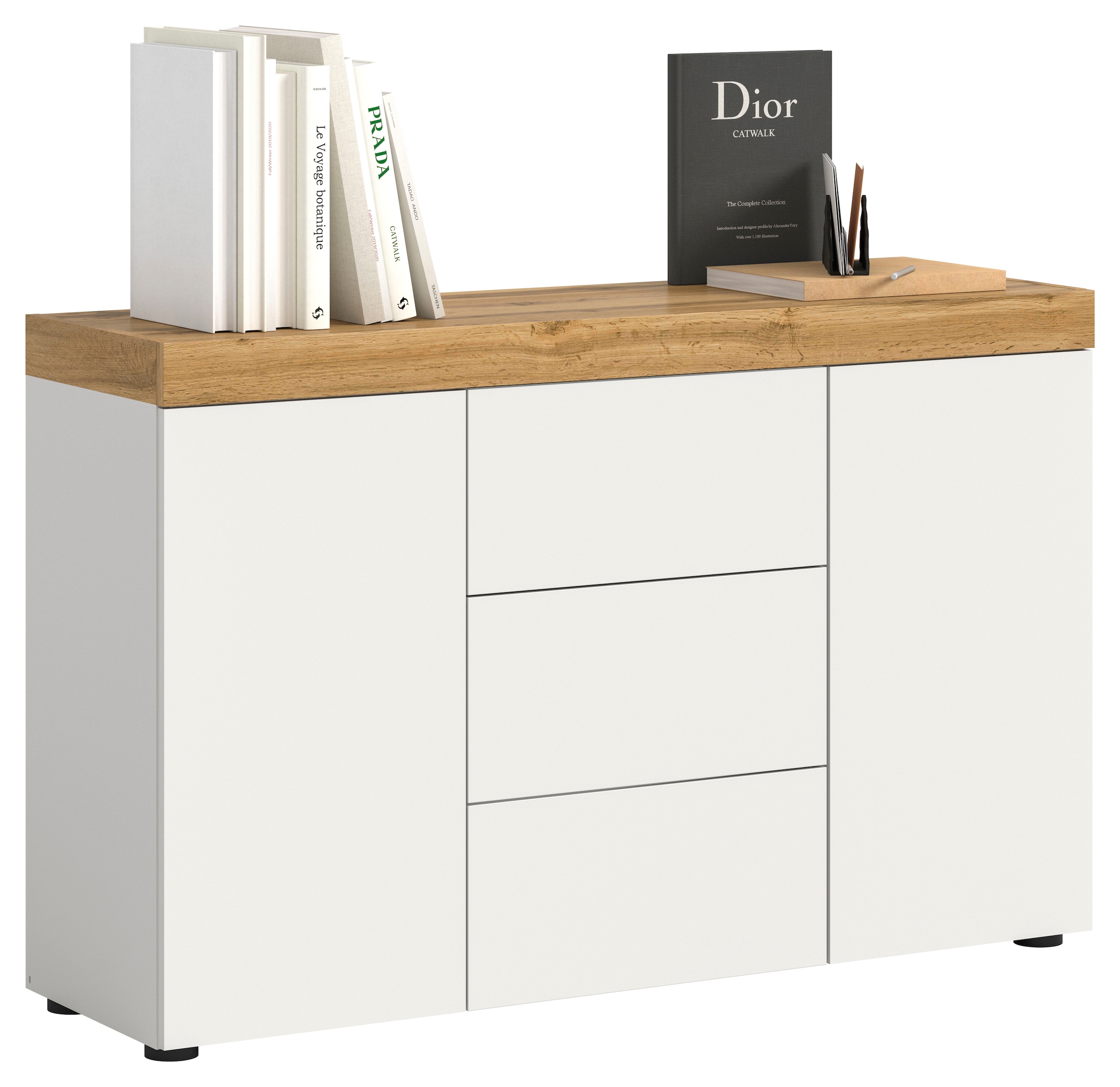 GOODproduct Sideboard »MAMBO, Breite 125cm, 2 Türen, 3 Schubkästen, push-2-open« 2 farbige Ausführung, in verschiedenen Farben erhältlich, 1 cuis tlg. Sideboard, Kommode, Wohnzimmer, Flur, Arbeitszimmer