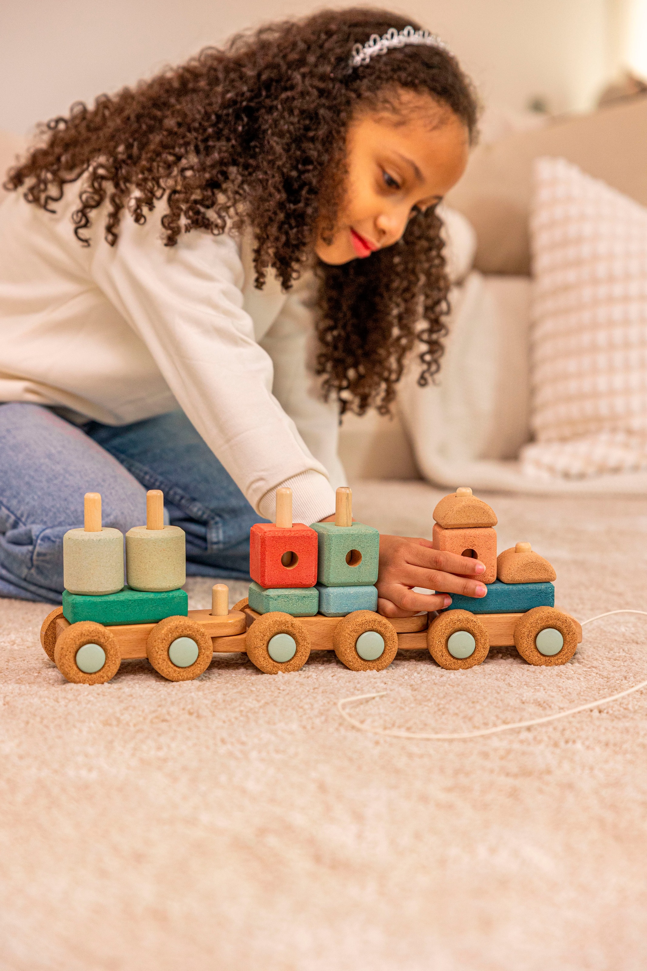 KORKO Jouets à empiler »Chugtastic Adventures Stapelzug« Made in Europe