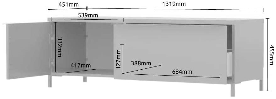 PLACES OF STYLE Table basse »Onyx« Kommode mit Soft-Close-Funktion, in zwei Breiten, Fernsehtisch