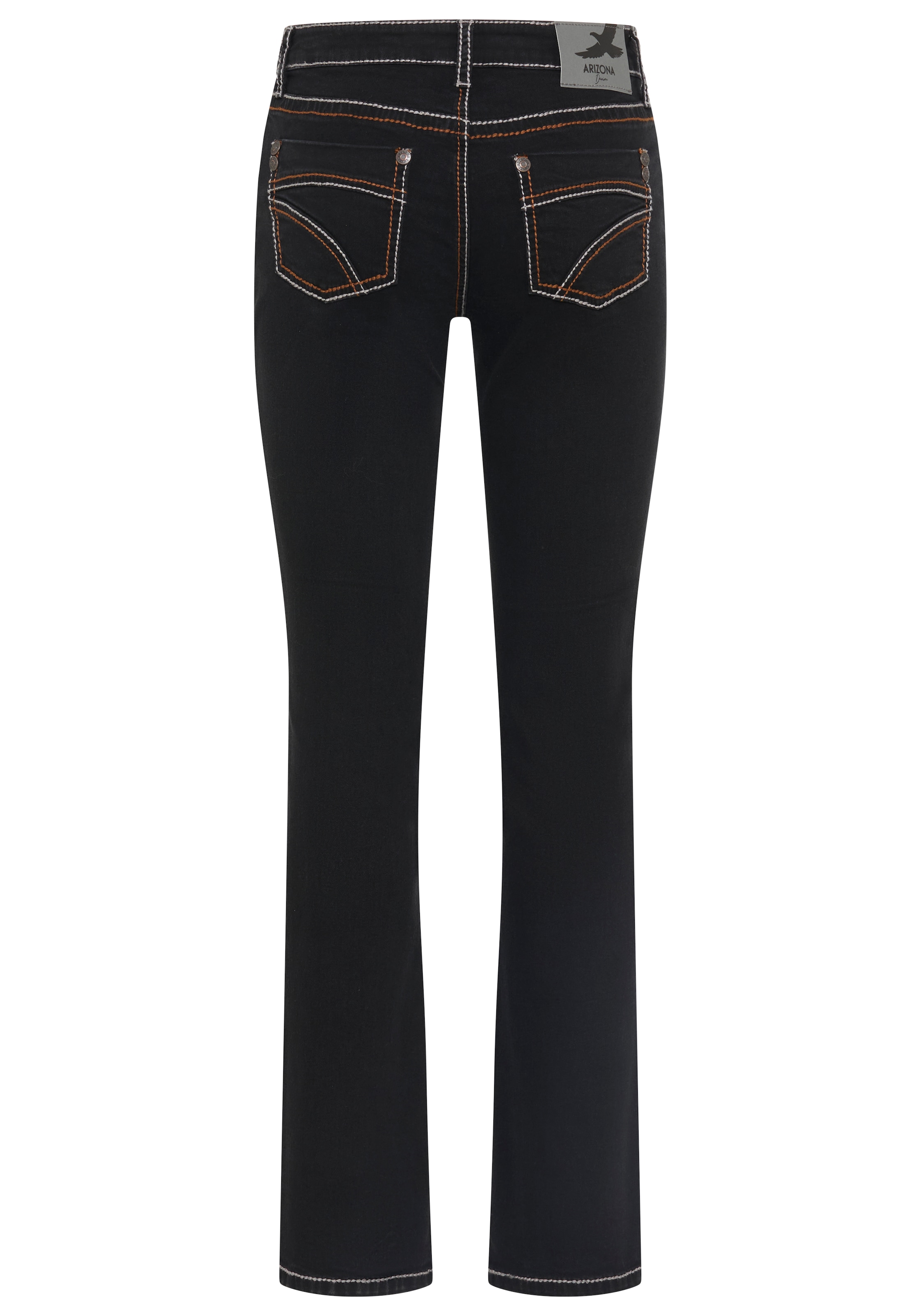 Arizona Gerade Jeans »Kontrastnähte« niedrige Leibhöhe,  in 5-Pocket-Form,  Used-Look-Waschung