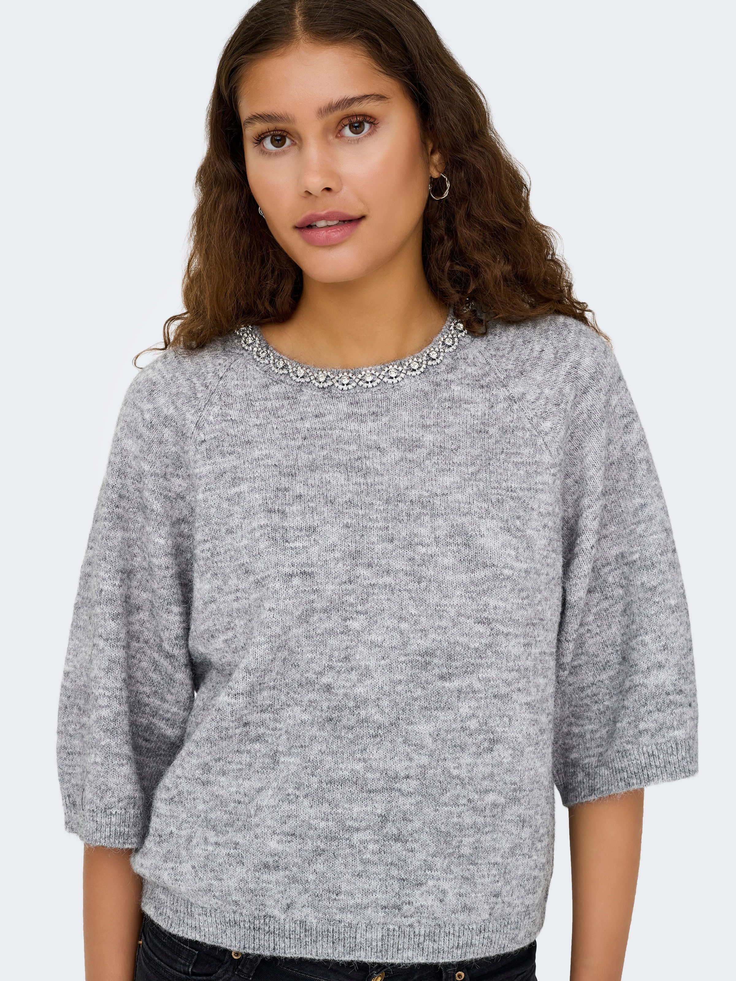 JDY Pull en tricot »JDYALVA LIFE 3/4 EMBELLISH PULL KNT NOOS« mélange de matériaux
