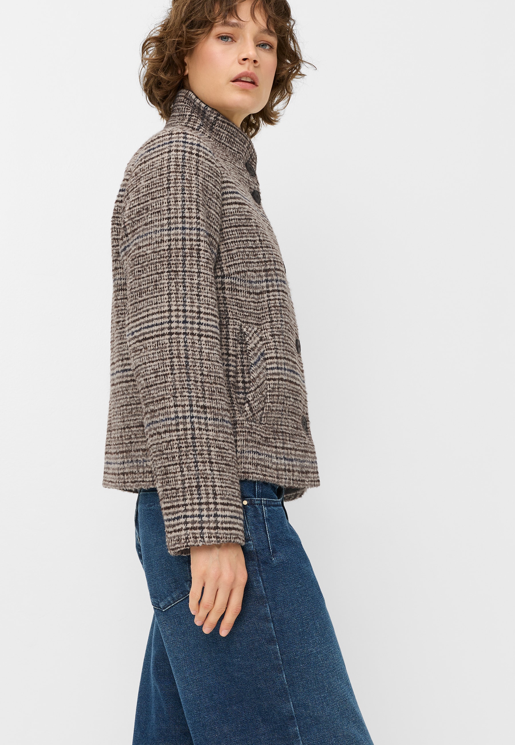 Fuchs Schmitt Veste en laine »Wolljacke« col montant, coupe régulière, poches passepoilées