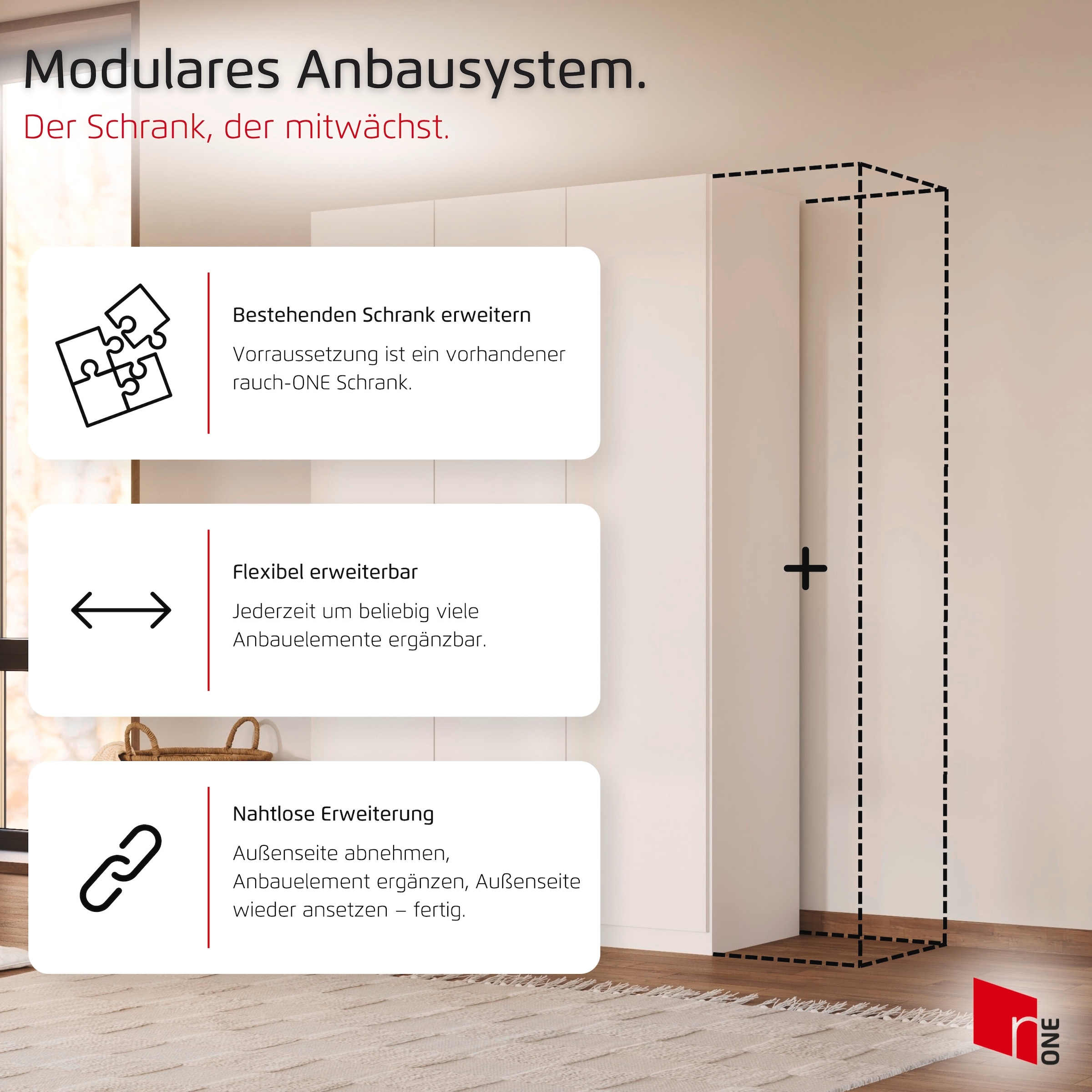 GOODproduct Kleiderschrank »ANBAUELEMENT nur geeignet für vorhandene Schränke WELTNEUHEIT ZELLARA« PATENTIERTES SCHNELLMONTAGESYSTEM Griff Goldfarben MADE IN GERMANY