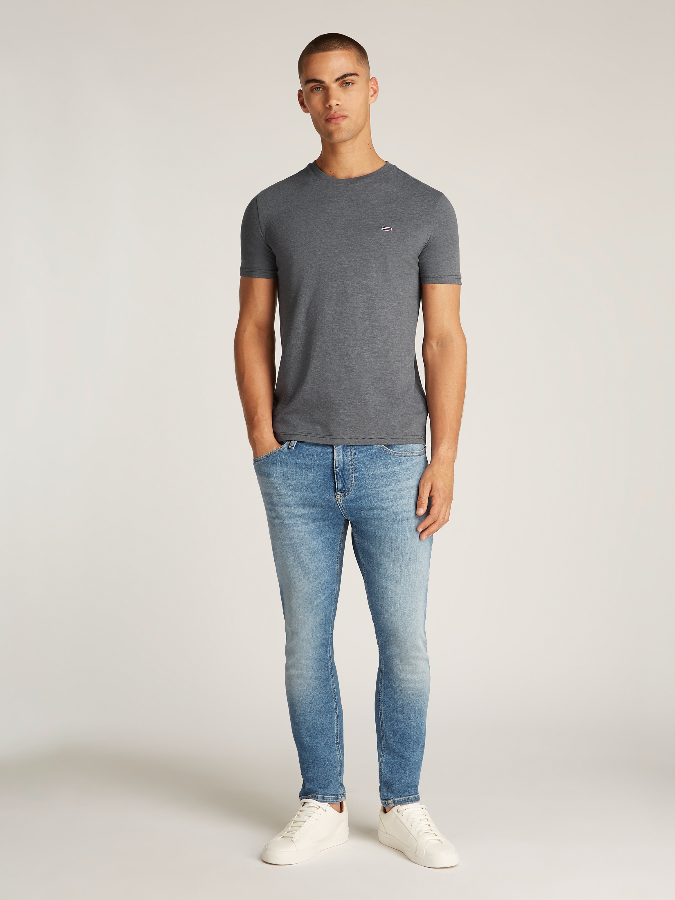 Tommy Jeans T-shirt »TJM XSLIM JASPE HTR TEE EXT« Mit Rundhalsausschnitt
