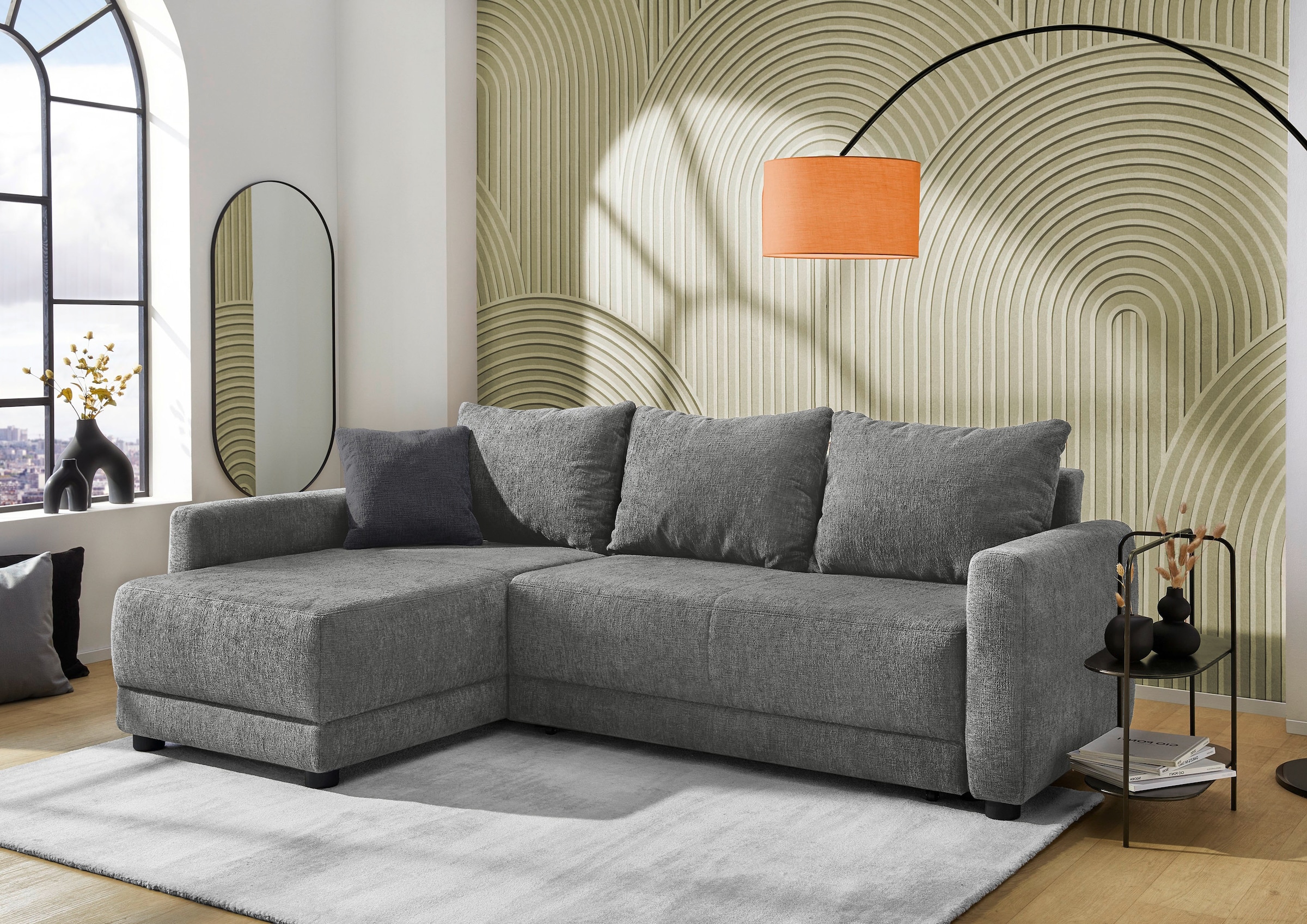 Jockenhöfer Gruppe Ecksofa »Venezia L-Form, B: 234 cm« mit Schlaffunktion, Bettkasten & Zierkissen