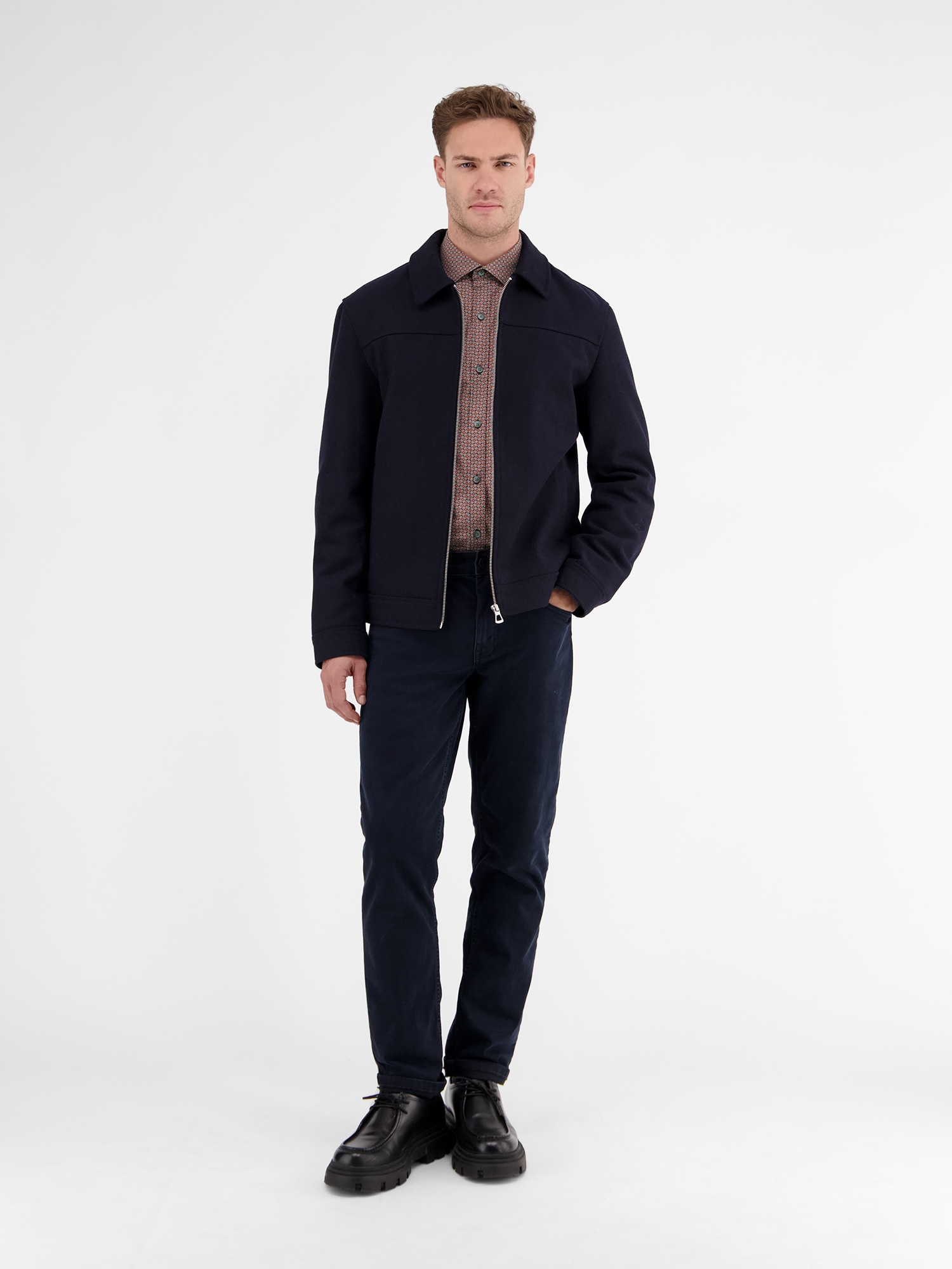 LERROS Chemise à manches longues »Poplinhemd mit Stretchanteil, minimal gemustert«