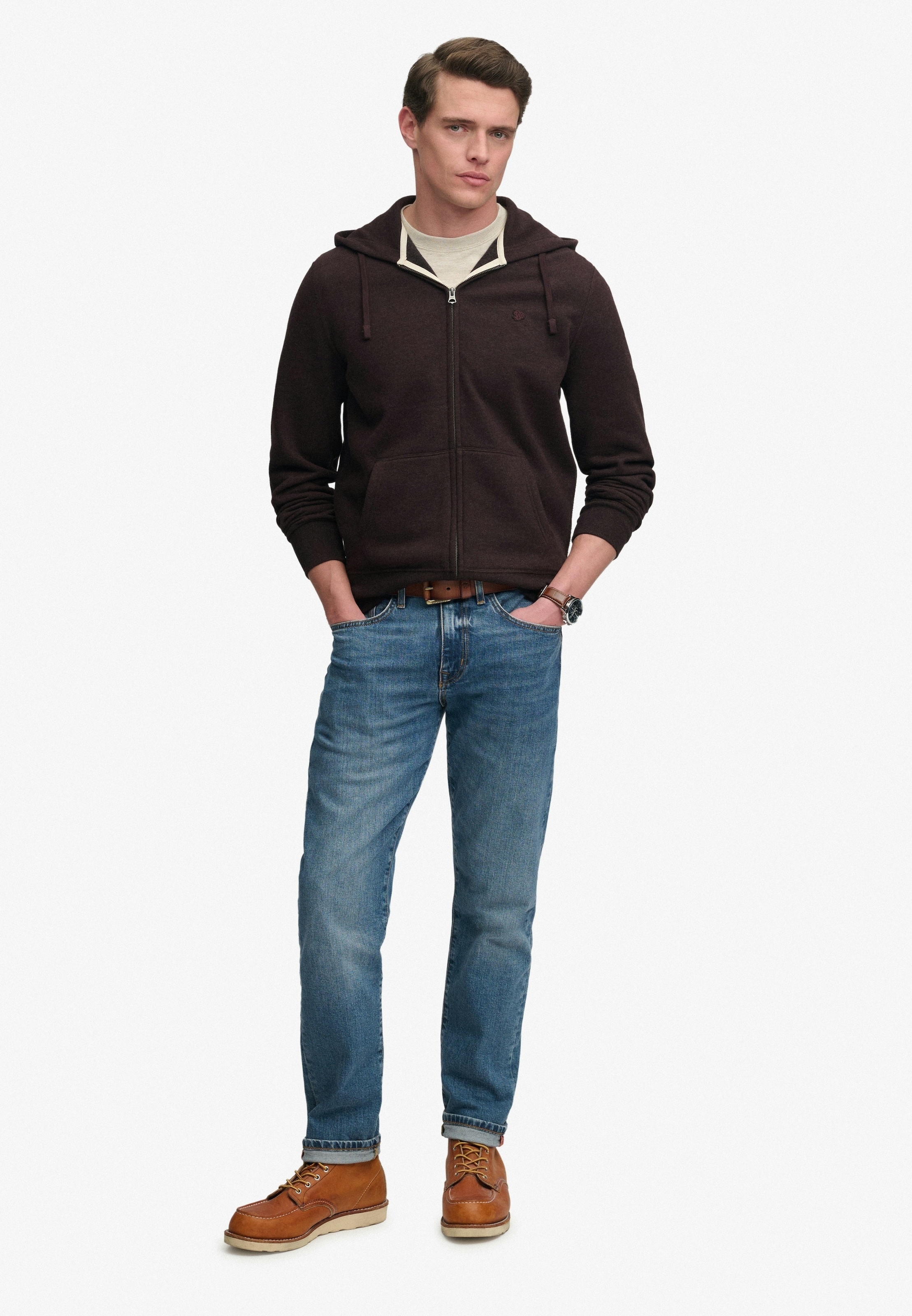 Superdry »ESSENTIAL SDCO LOGO ZIPHOOD« mélange coton, coupe régulière