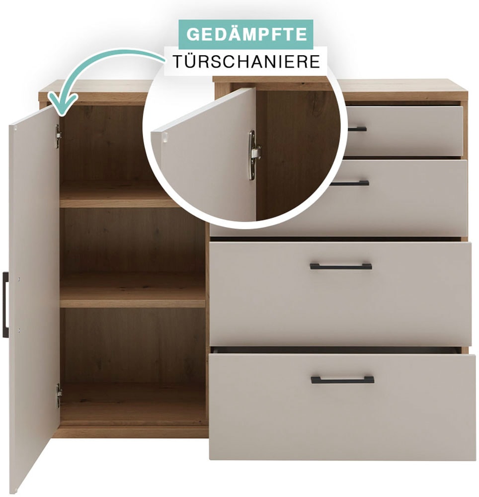 priess Commode haute »Warburg hochwertige Kommode aus Deutschland« livré monté avec amortisseurs et poignées en métal