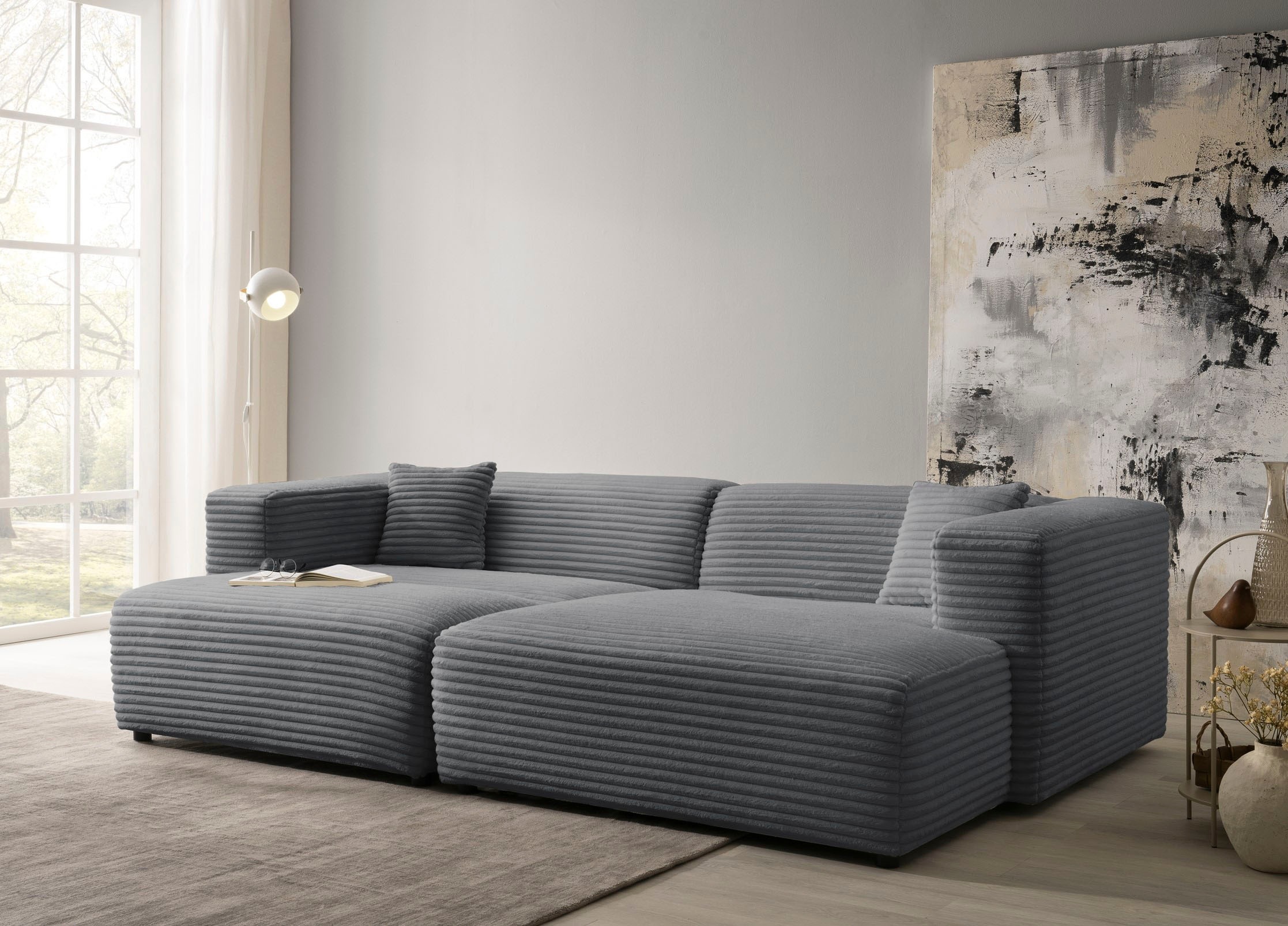Home affaire Polsterecke »BAKELS, Ecksofa-Set mit Hocker, L-Form mit Schlaffunktion« Ecksofa-Set (incl. Hocker) im trendigen Megacord