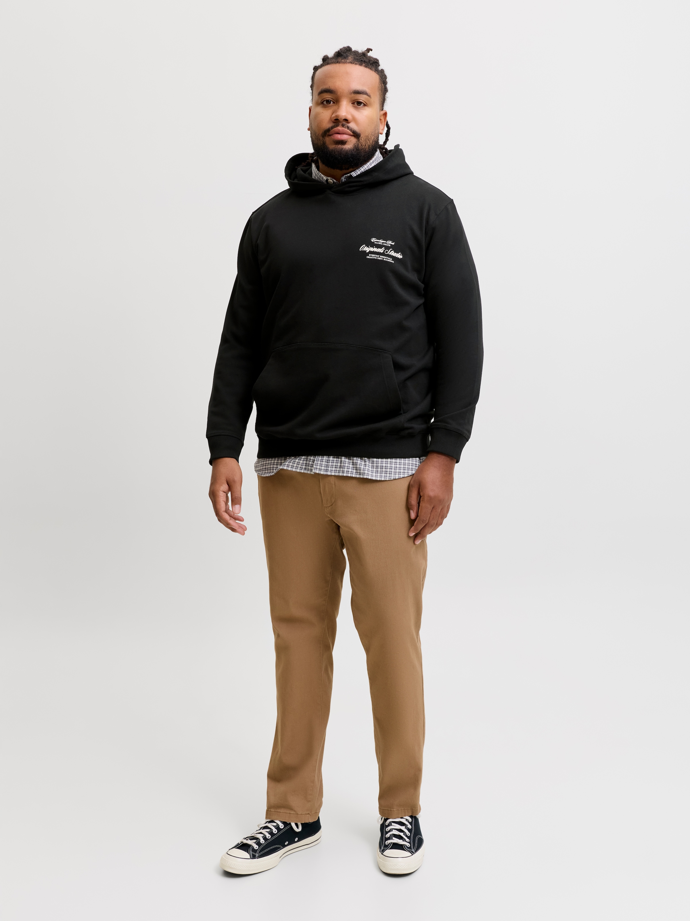 Jack & Jones PlusSize Sweat à capuche »JORNORREBRO TYPO BACK SWEAT HOOD PLS«, mélange coton, coupe régulière
