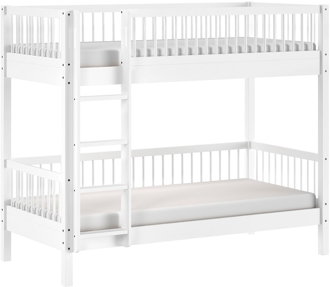 Vipack Lit superposé »Buche massiv weiss, Made in Europe, langlebige Qualität« L/H/P env. 208x176x98 cm, avec échelle, protection anti-chute sur tout le pourtour supérieur,  2 sommiers à lattes, au choix avec ou sans tiroir de lit